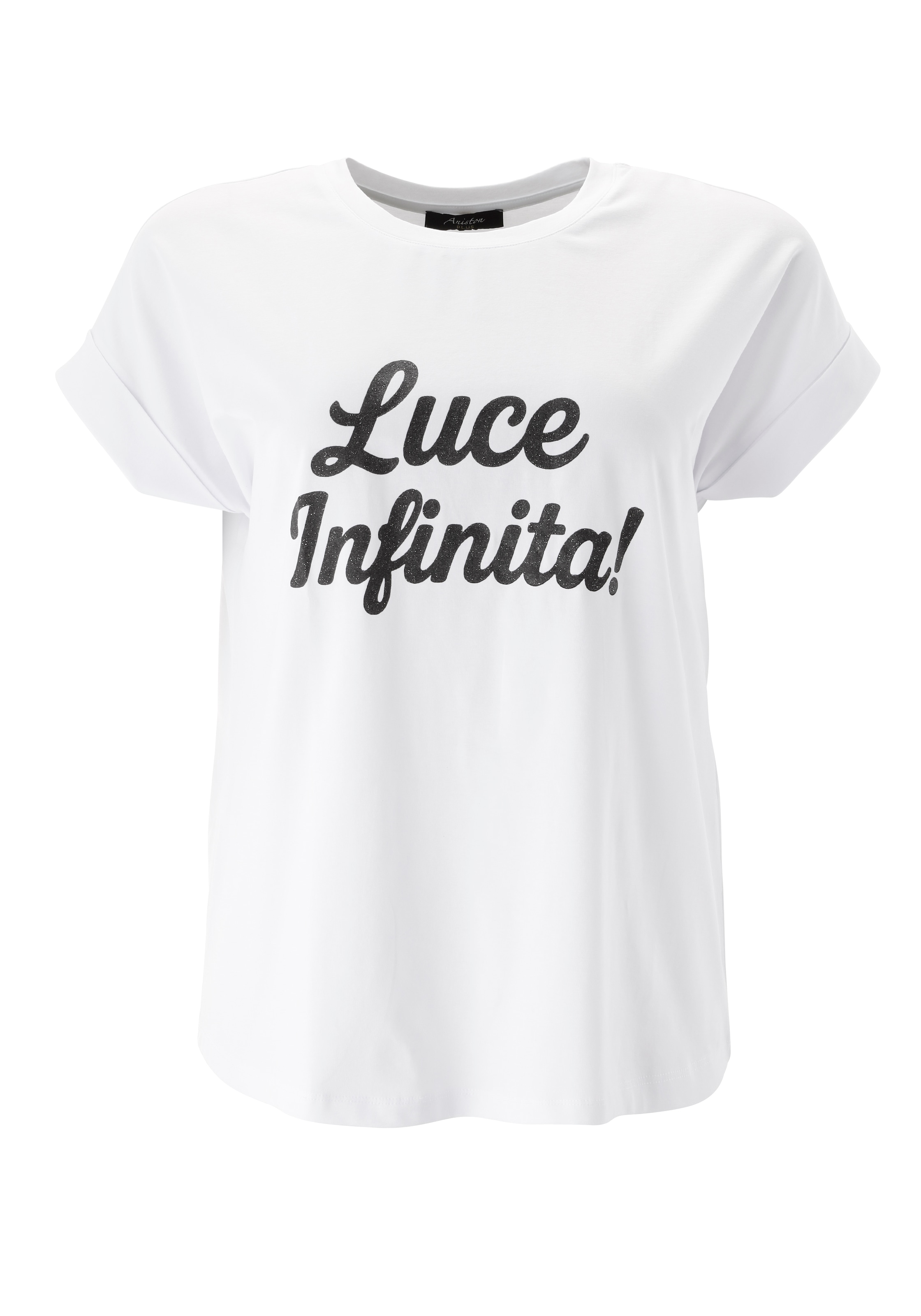 Aniston PLUS T-Shirt mit schwarzen Glitzer Schriftzug - NEUE KOLLEKTION