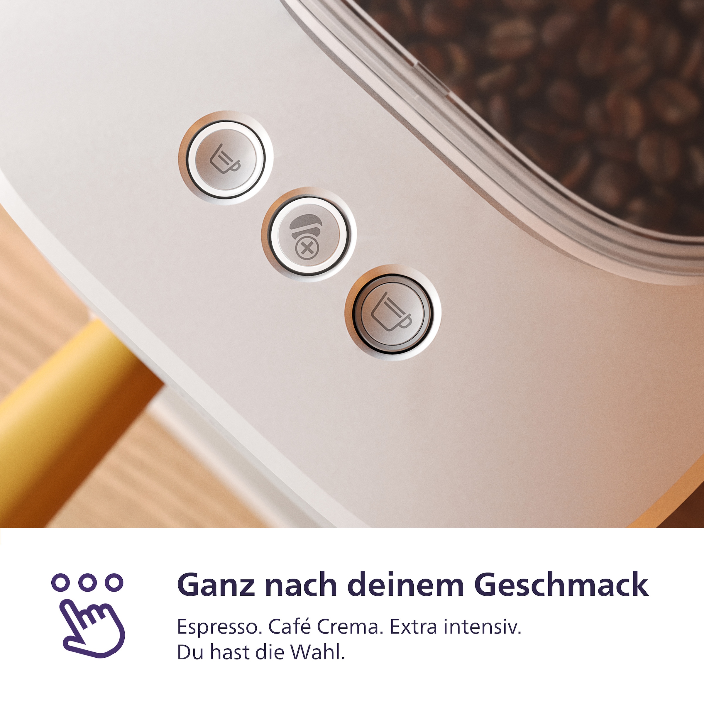 PHILIPS baristina Espressomaschine »BAR300/03 mit Mahlwerk für ganze Bohnen« 16 bar Pumpendruck, Naturweiß​/Mangogelb