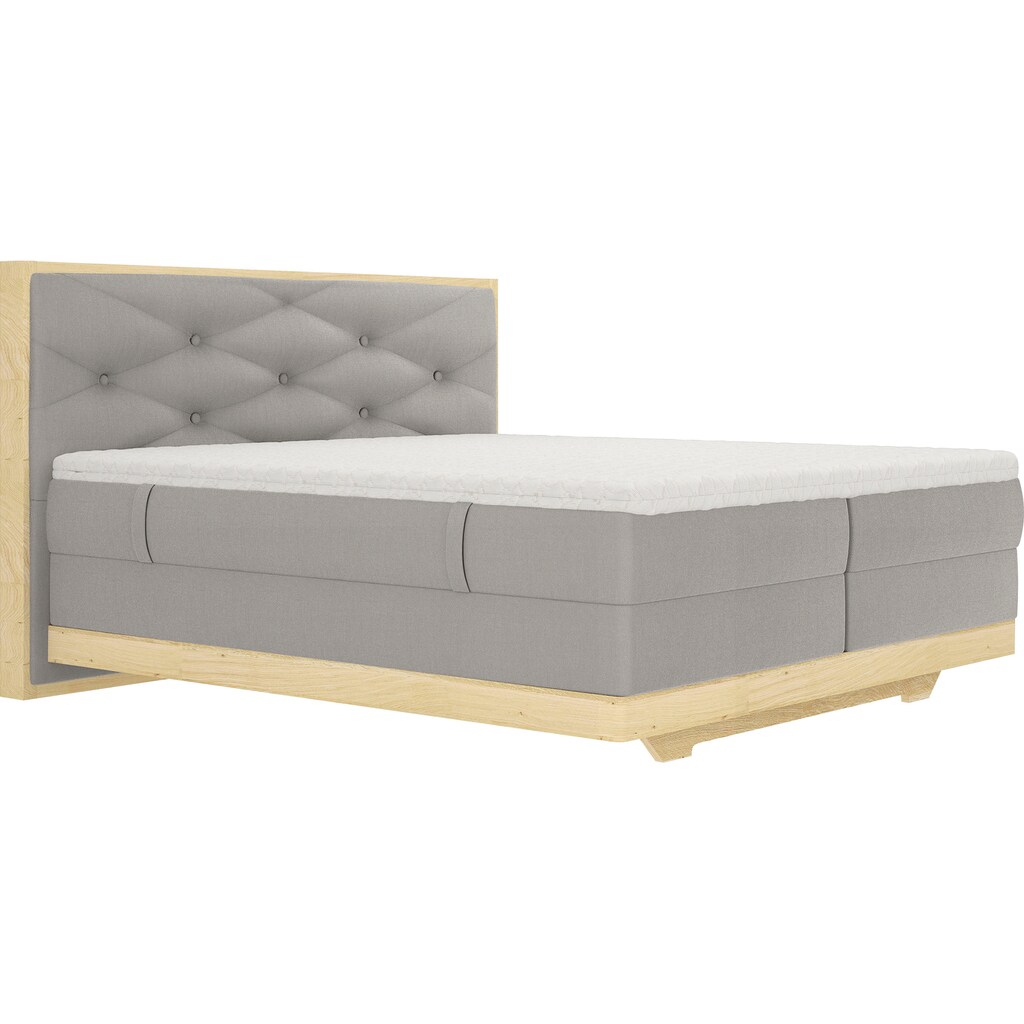 Home affaire Boxspringbett »Lorden«, aus massiver Eiche, mit Wendematratze und inkl. Topper