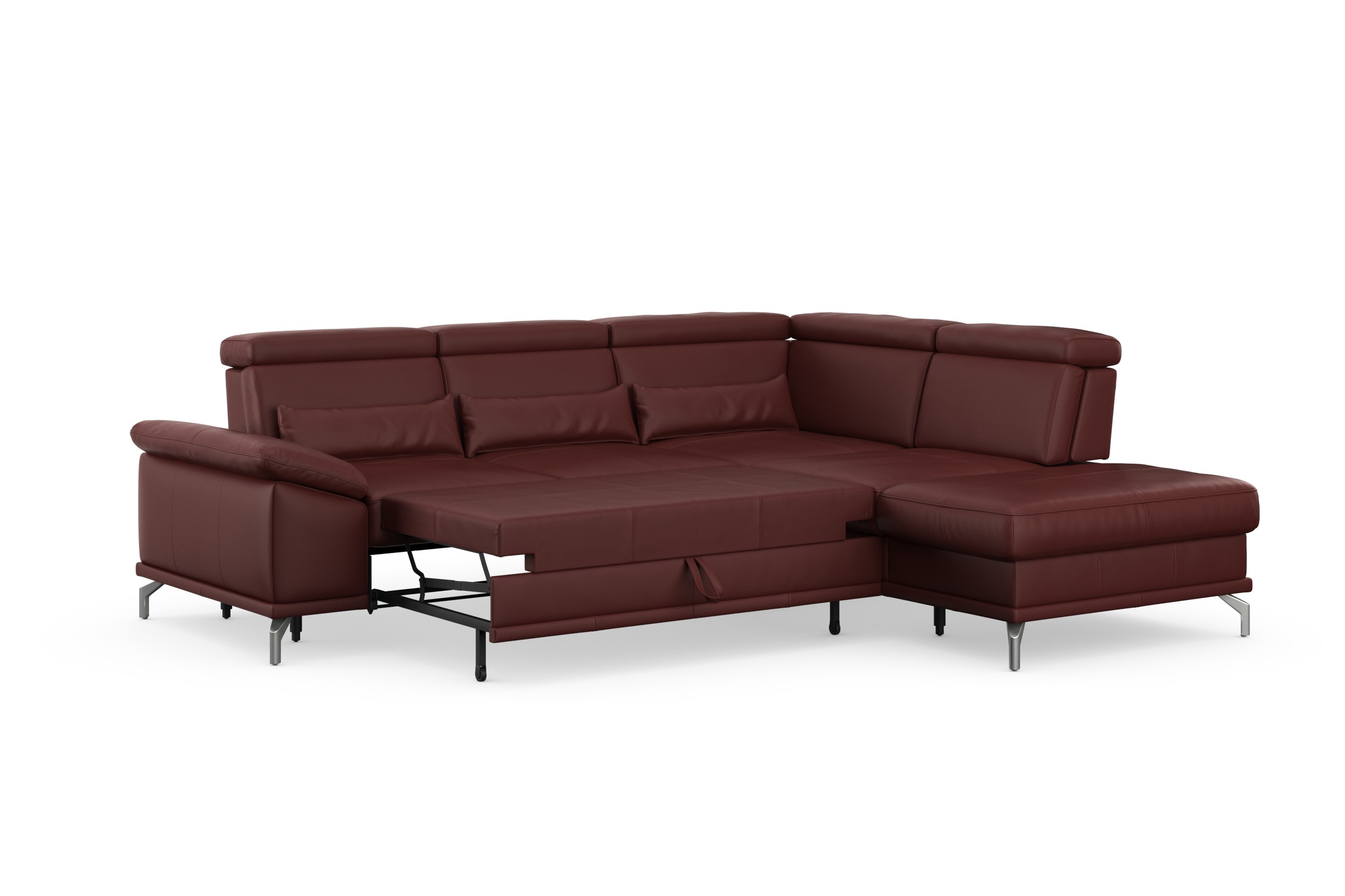 sit&more Ecksofa »Cabrio L-Form, mit Sitztiefenverstellung, Arm- und Kopfteilverstellung«, 3 Nierenkissen, Federkern, optional Bettfunktion und Stauraum