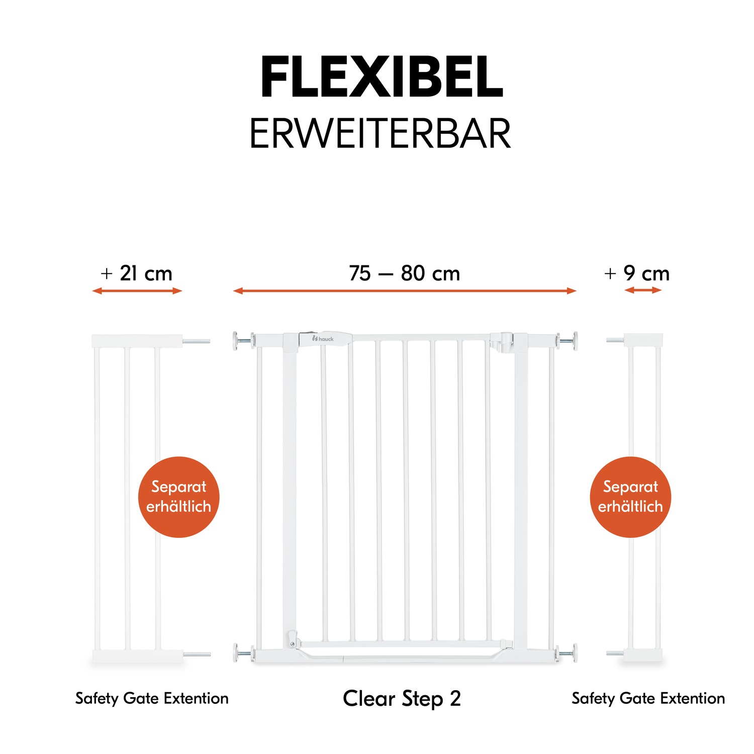 Hauck Türschutzgitter »Clear Step 2, White«, auch als Treppenschutzgitter verwendbar; 75-80 cm, flacher Durchgang