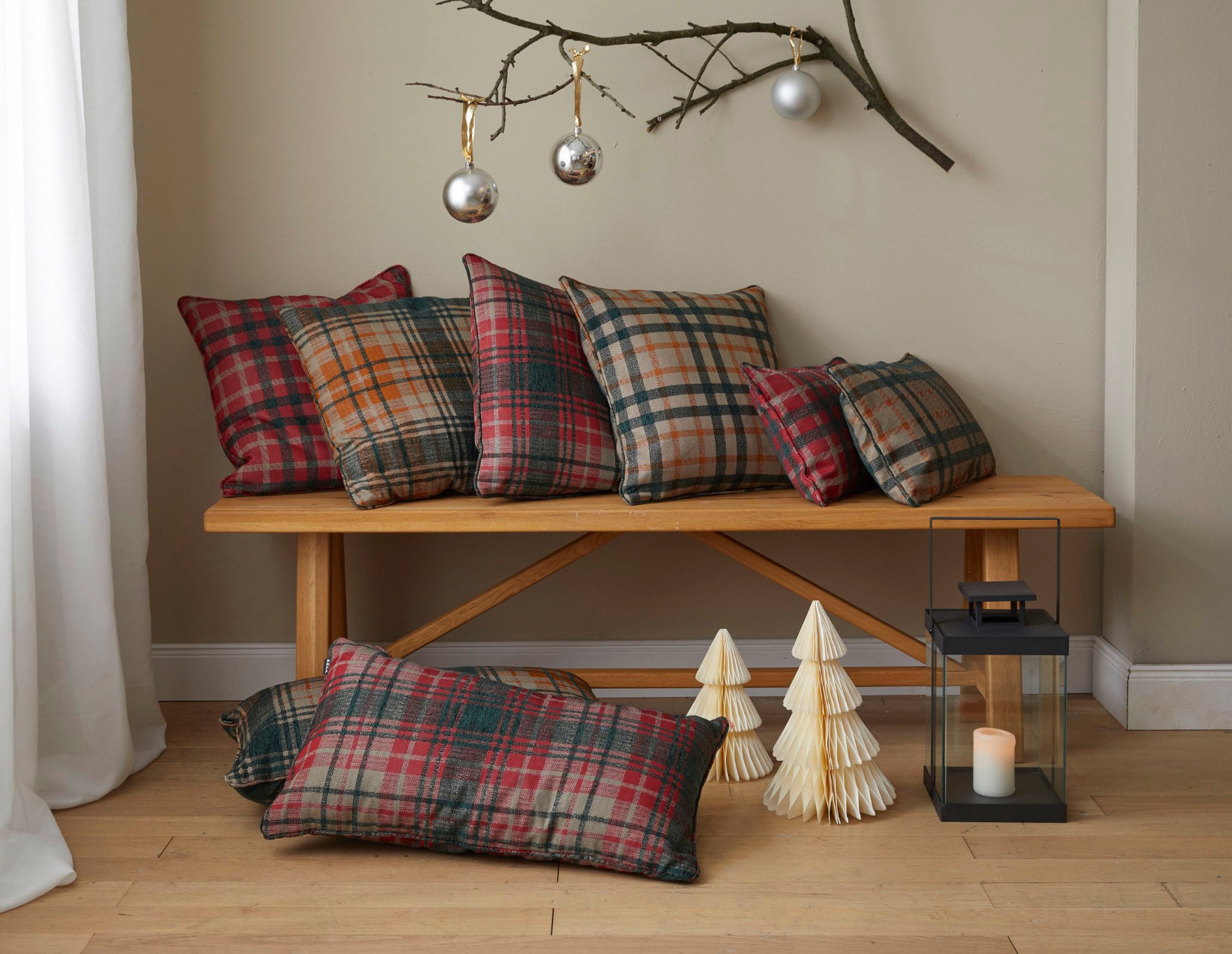 H.O.C.K. Dekokissen »Eddy« Karo, Weihnachtskissen, inkl. Füllung, Bezug mit Reißverschluss