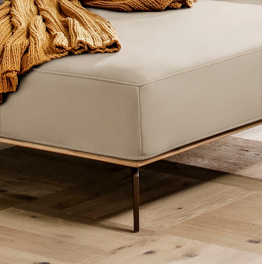 W.SCHILLIG Ecksofa »run, Designsofa mit tollem Sitzkomfort, bequem, L-Form«, mit Holzsockel, Füße in Bronze pulverbeschichtet, Breite 319 cm