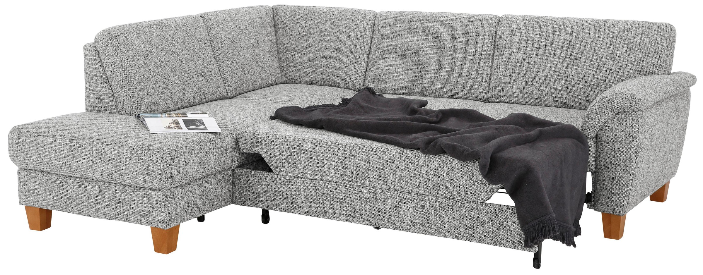 Home affaire Ecksofa »Alta L-Form«, mit Federkern und Kontrastnaht, Füße Buche eichefarben