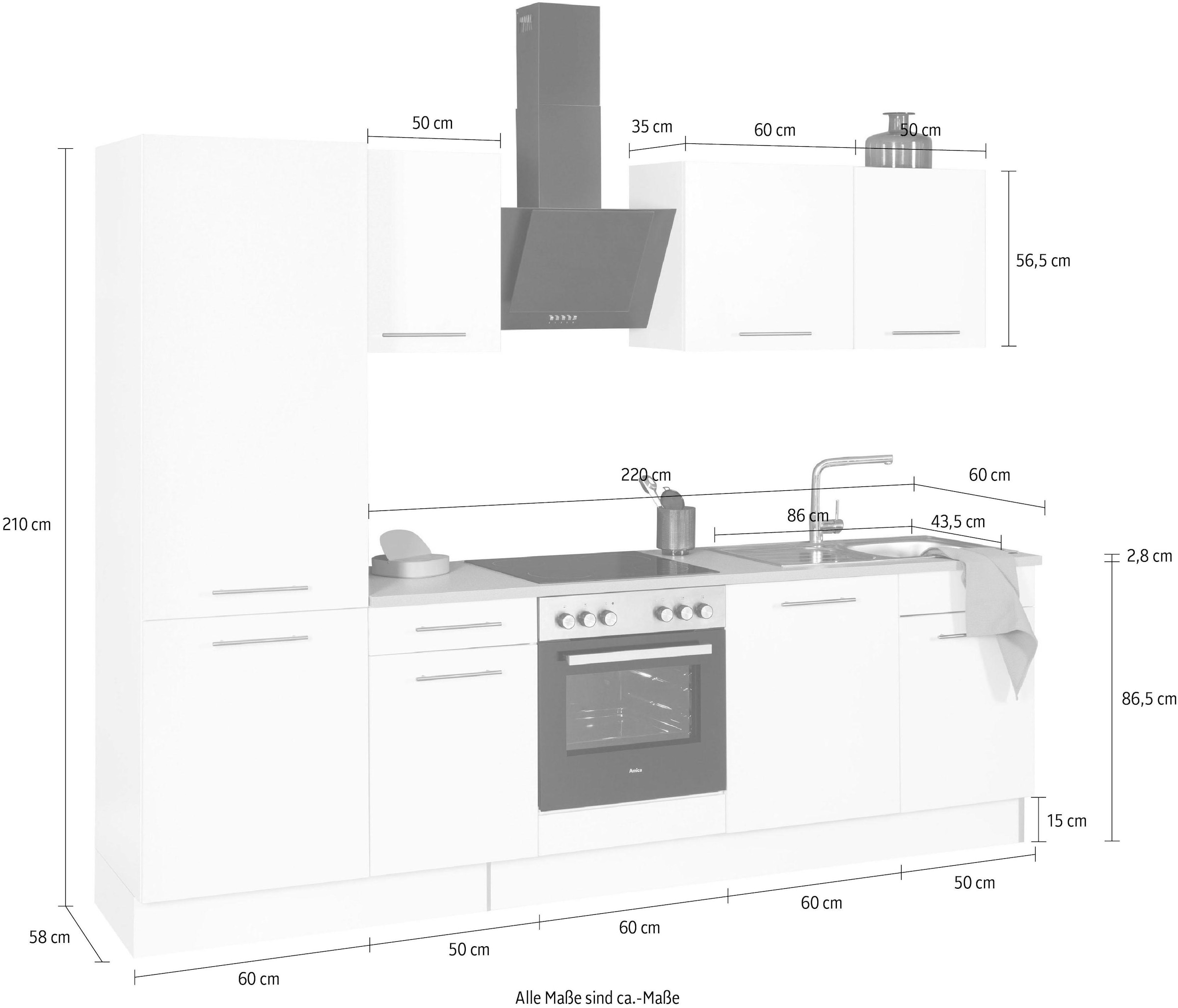 wiho Küchen Küchenzeile »Ela«, Breite 280 cm, Soft-Close-Funktion, höhenverstellbare Füße
