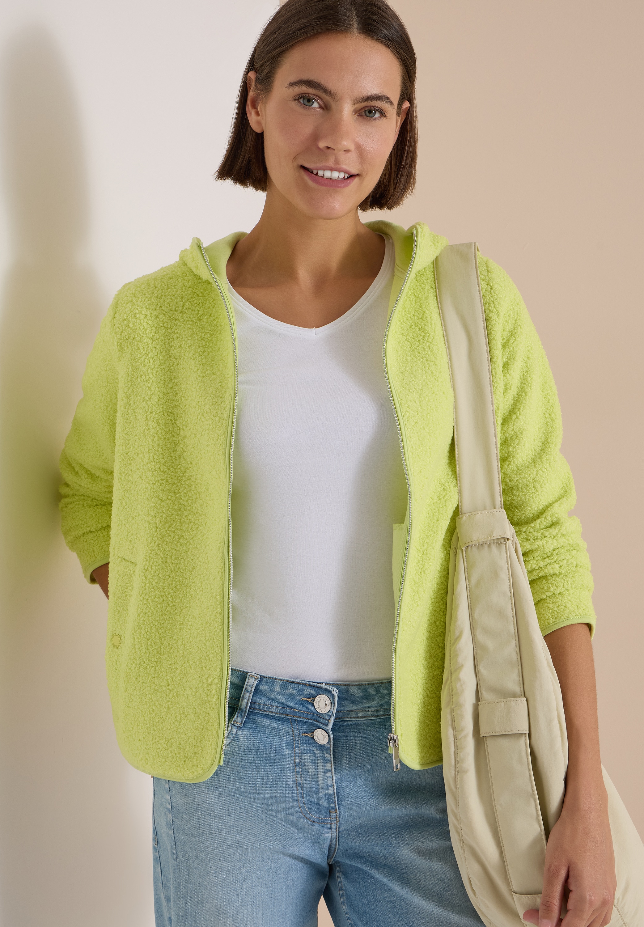 Cecil Kapuzenplüschjacke mit Kapuze weiche Teddy-Qualität, mit Kapuze
