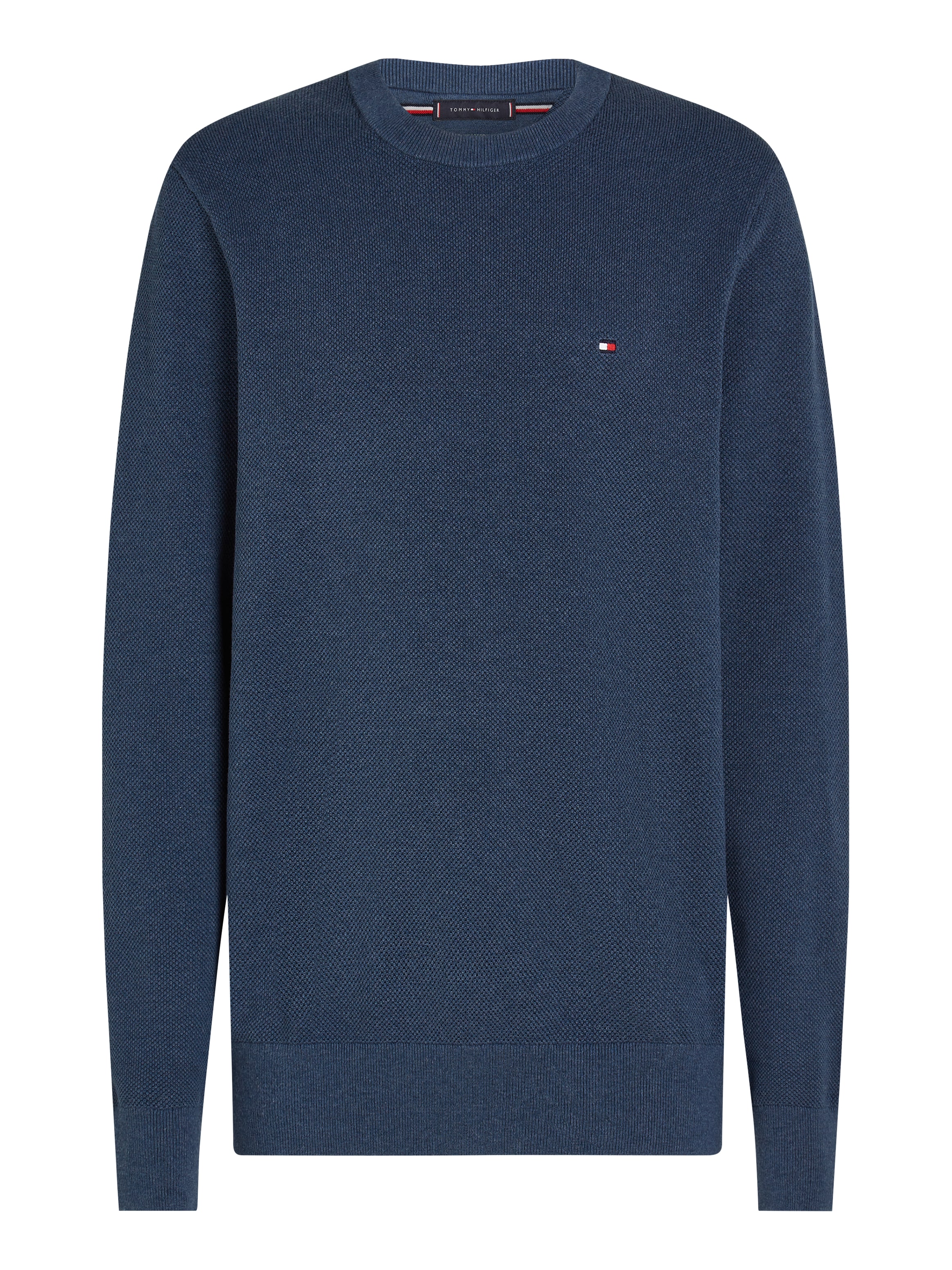 Tommy Hilfiger Rundhalspullover »ESSENTIAL STRUCTURE CREW NECK mit Struktur und Label«, unifarben, casual, regular fit, Baumwolle, Rundhals