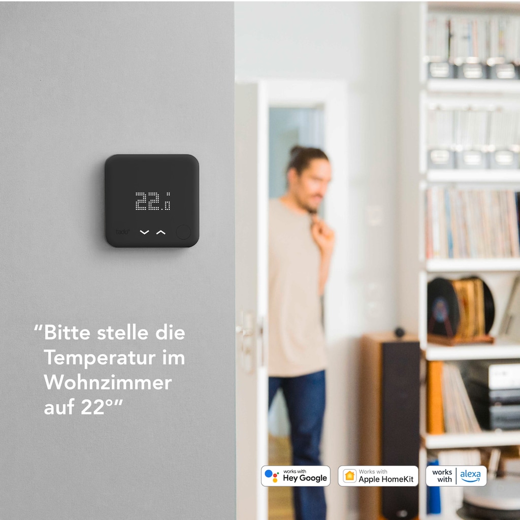 Tado Heizkörperthermostat »Starter Kit - Smartes Thermostat V3+ (Verkabelt) Black Edition«