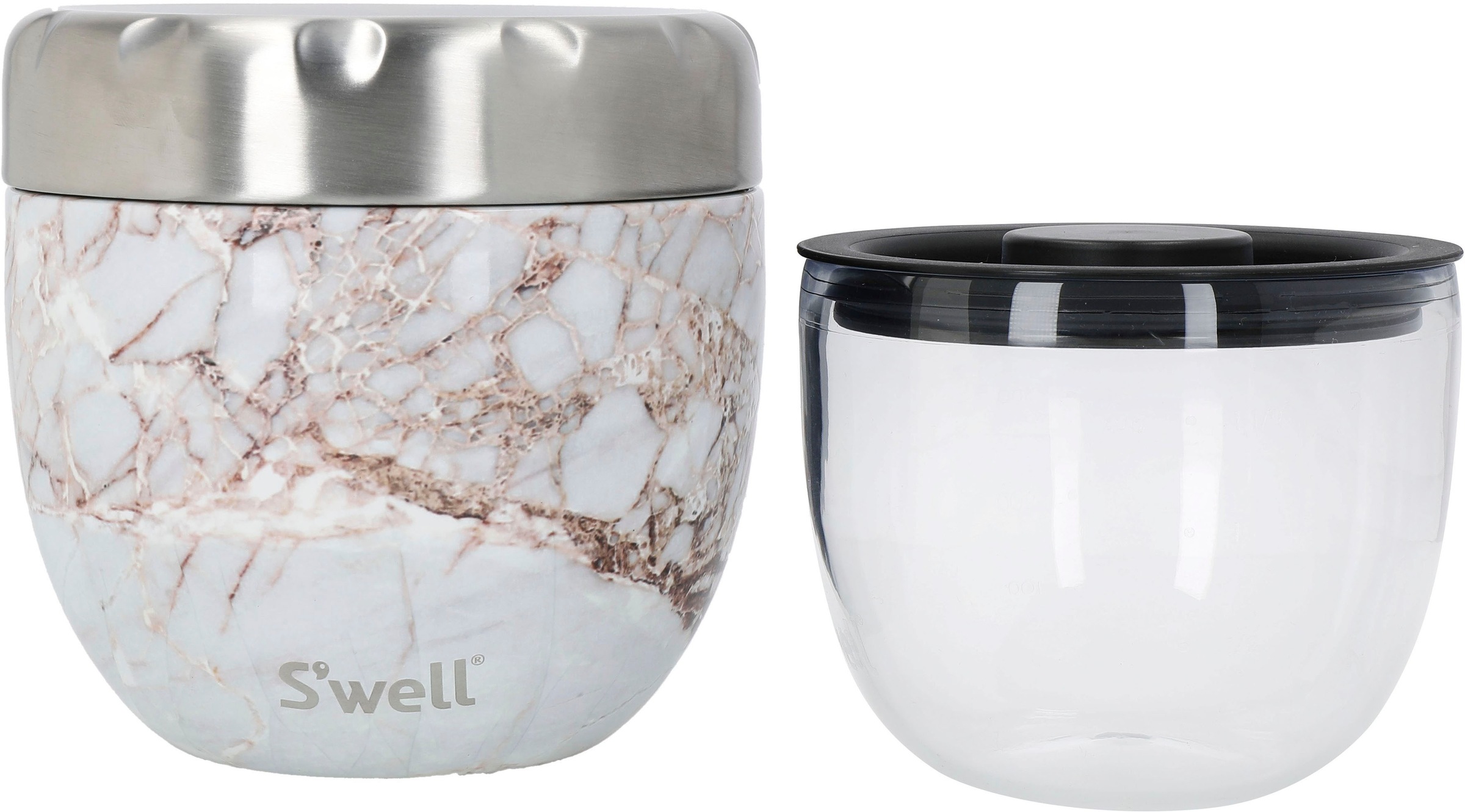 S'well Thermobehälter »Calacatta  S'well Eats 2-in-1 Essensschale« 1 Stk. tlg. VAKUUM-ISOLIERTE KONSTRUKTION, 363 ml