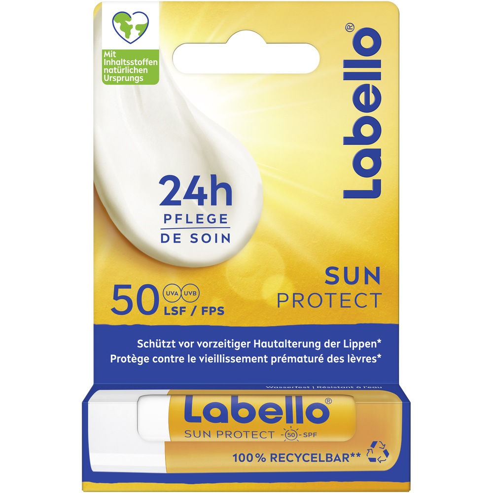 Nivea Sun Sonnenschutzlotion »Schutz & Pflege Lotion LSF50+ mit Labello Sun Gratis« mit Vitamin C & Hyaluron für doppelten Zellschutz