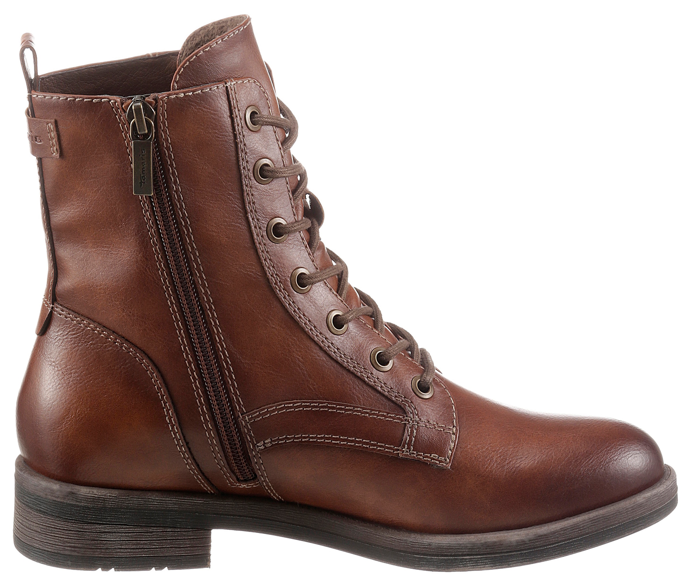 Tamaris Schnürboots, Blockabsatz, Schnürboots Stiefelette mit Zierreißverschluss