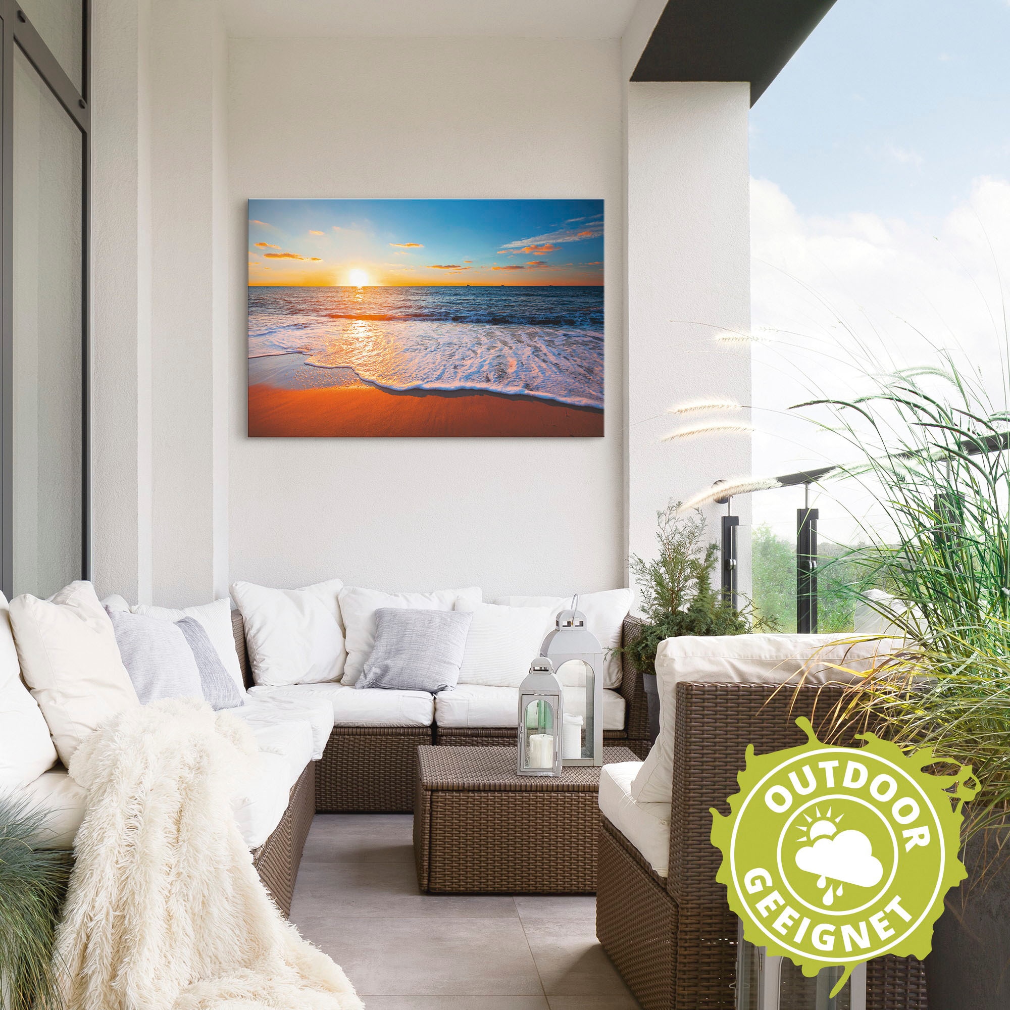 Artland Wandbild »Sonnenuntergang und das Meer«, Strand, (1 St.), als Alubild, Outdoorbild, Leinwandbild, Poster in verschied. Größen