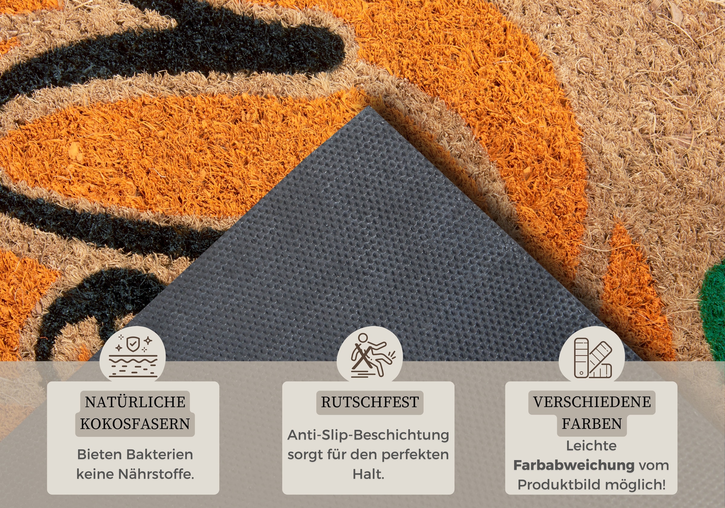 HANSE Home Fußmatte »Mix Mats Kokos Welcome Pumpkin, Türmatte«, rechteckig, 15 mm Höhe, Kokos, Schmutzfangmatte, Outdoor, Rutschfest, Innen, Kokosmatte, Flur
