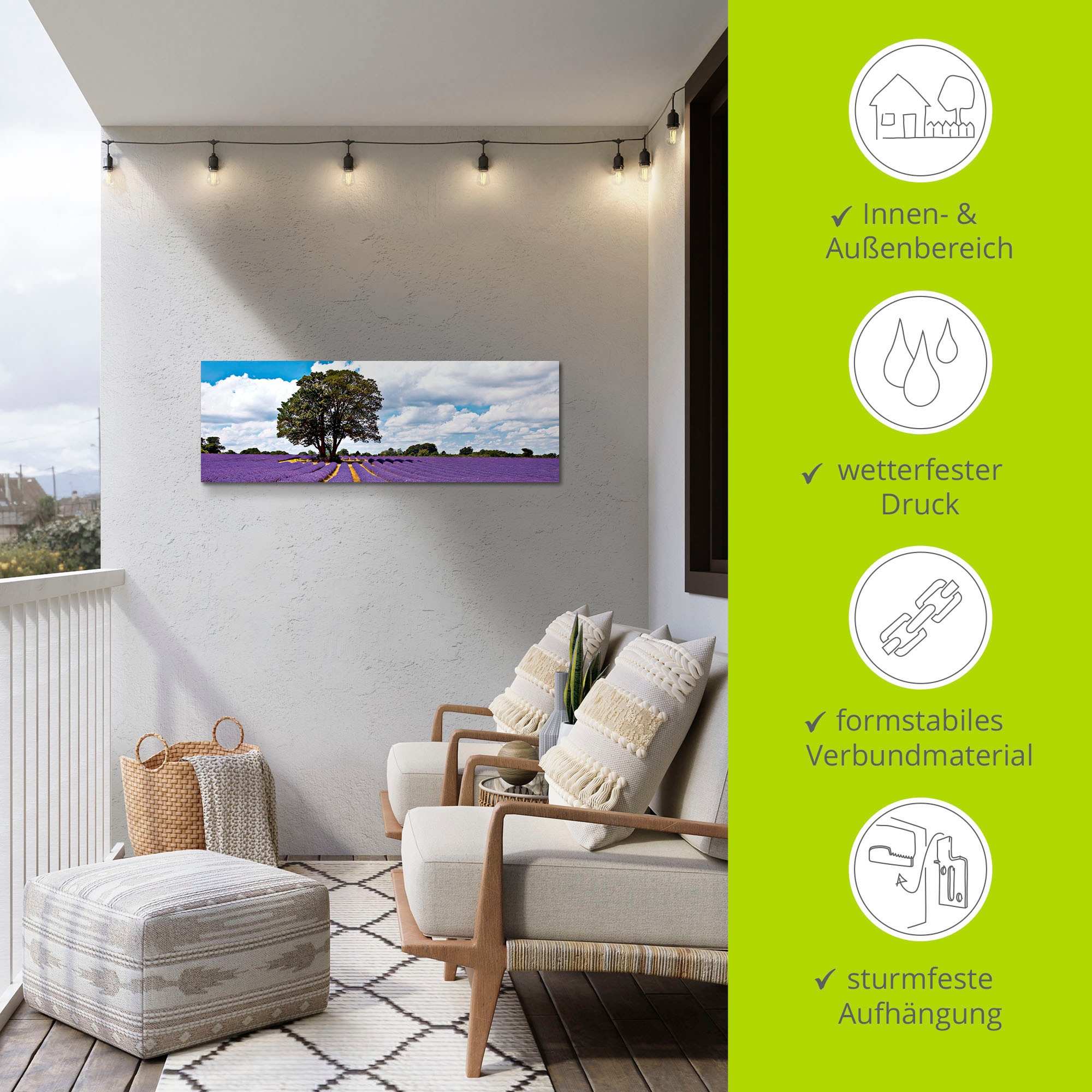 Artland Wandbild »Schönes Lavendelfeld im Sommer«, Felder, (1 St.), als Alubild, Outdoorbild, Leinwandbild in verschied. Größen