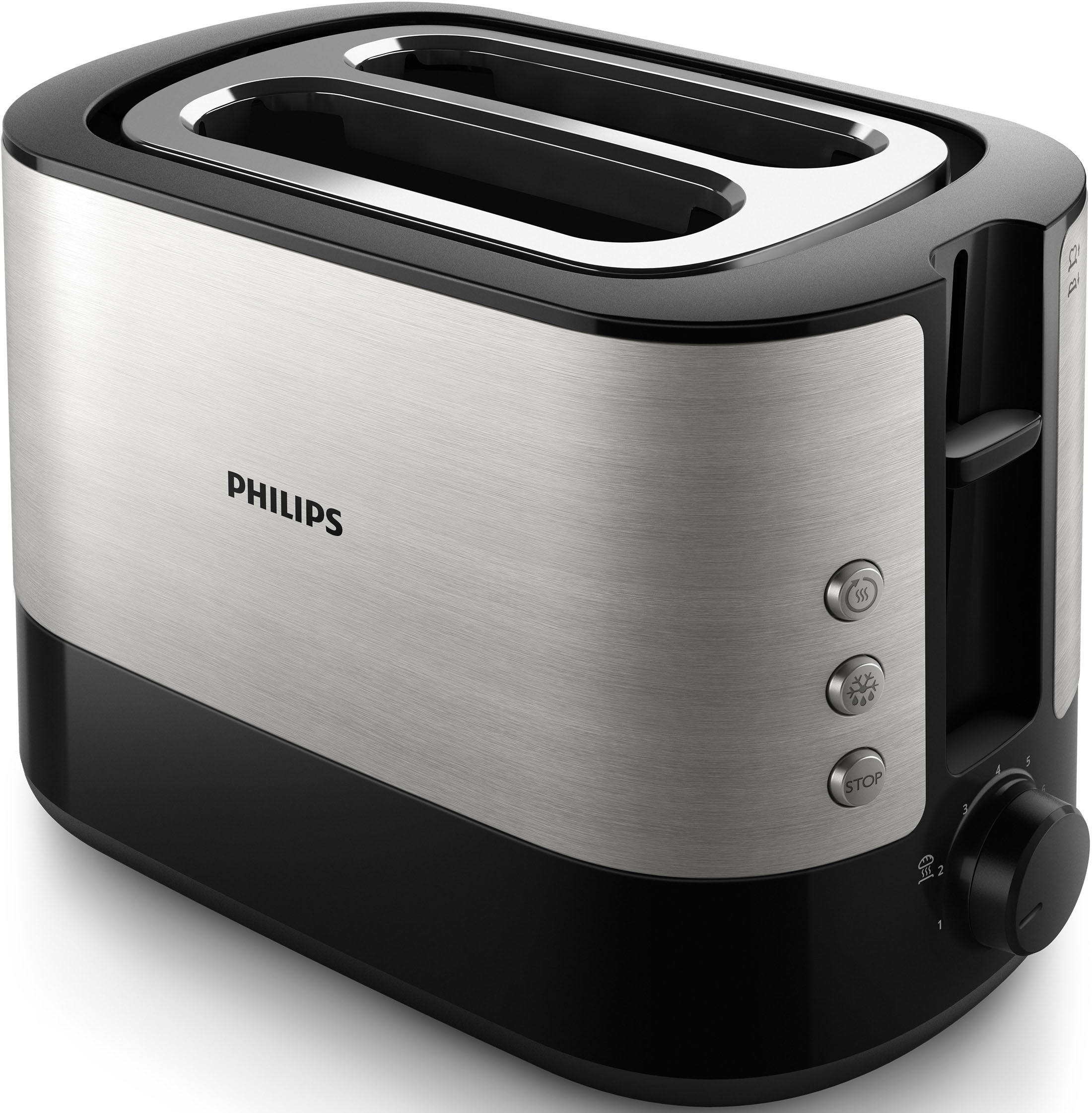 Philips Toaster »HD2639/90«, 2 kurze Schlitze, 730 W, Brötchenaufsatz, Krümelschublade, 7 Bräunungsstufen, 3 Funktionen