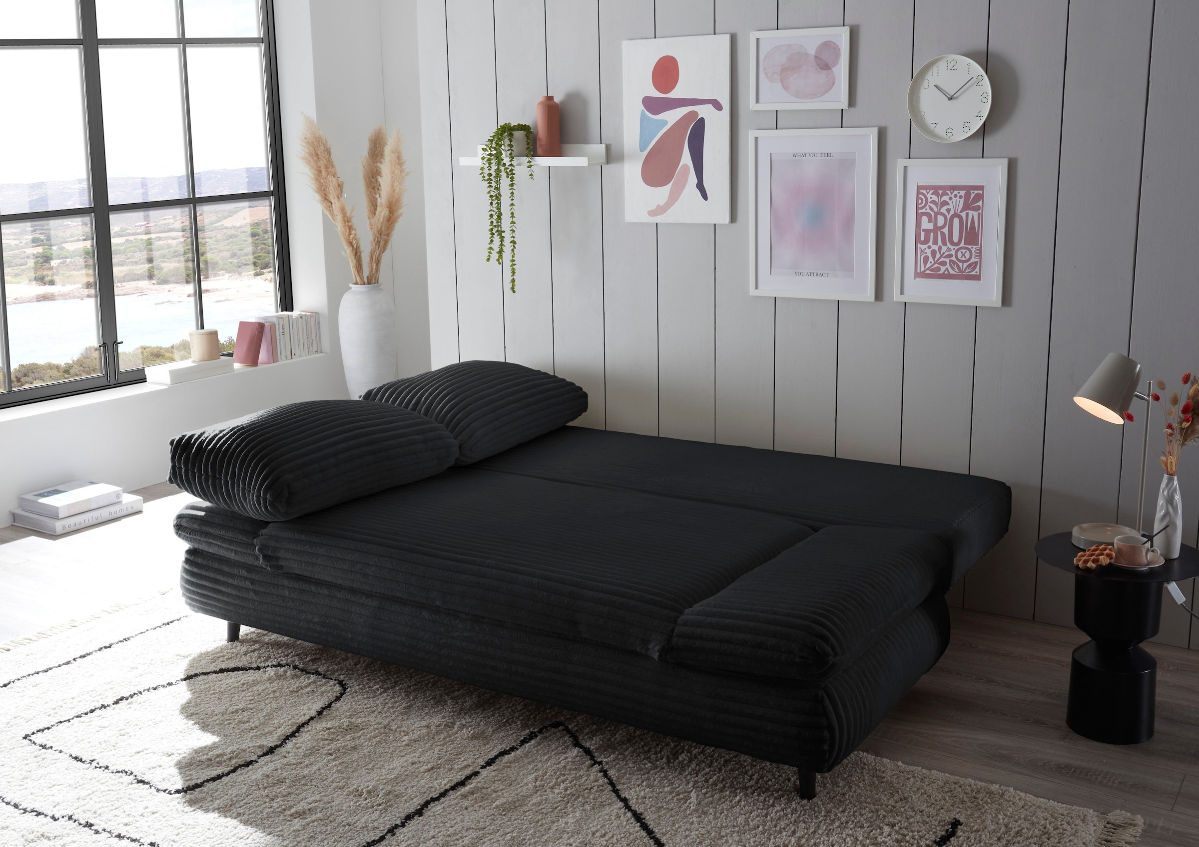 ED EXCITING DESIGN Schlafsofa »Sunny«, mit Bettkasten, Armteilverstellung & 2 Rückenkissen