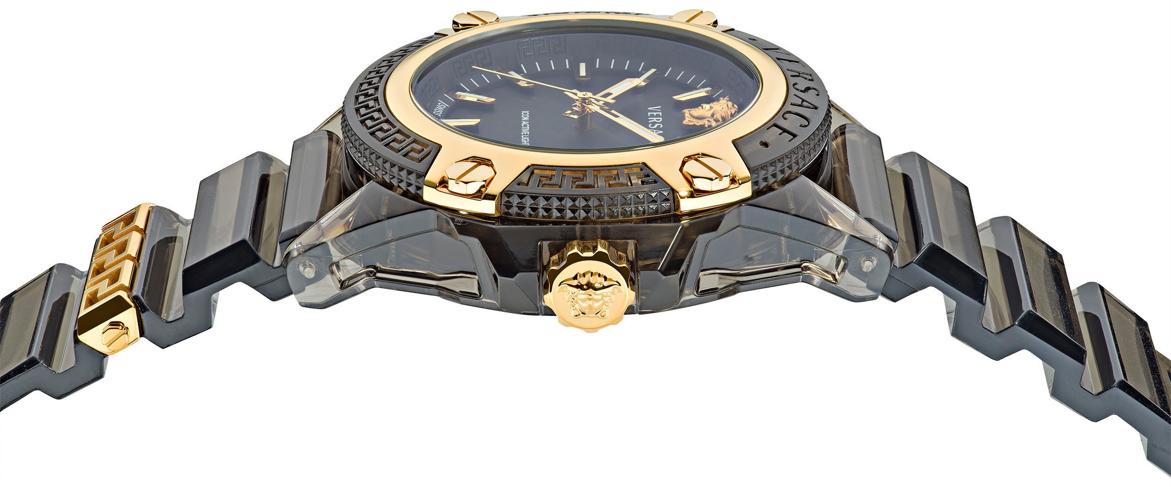 Versace Quarzuhr »ICON ACTIVE LIGHT«, Armbanduhr, Herrenuhr, Swiss Made, Leuchtzeiger, Saphirglas, analog
