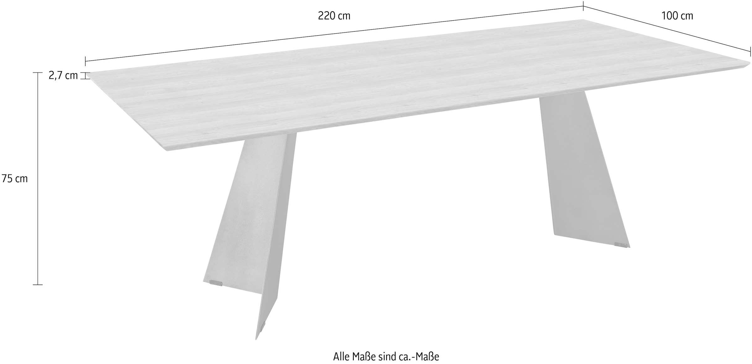 K+W Komfort & Wohnen Esstisch »5252«, Wildeiche natur oder bianco, Untergestell in Metall, 3 Breiten wählbar