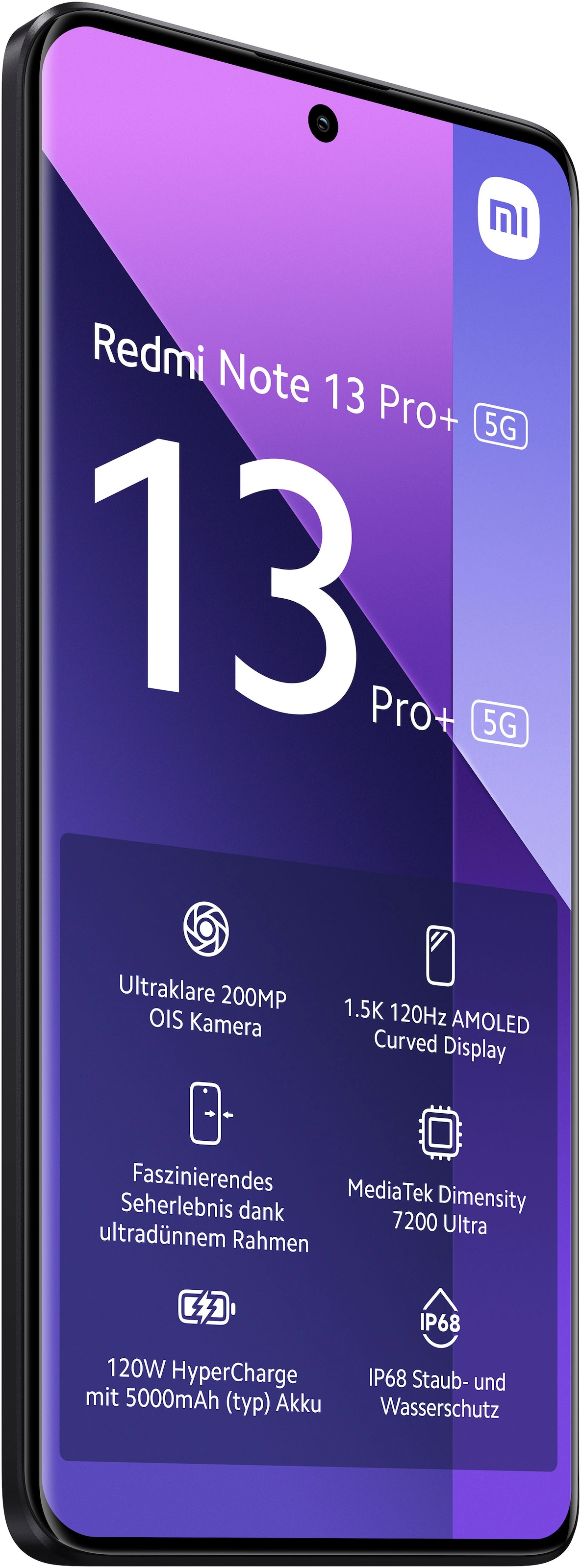 Xiaomi Smartphone »Redmi Note 13 Pro Plus 5G 512Gb«, Midnight Black, 16,94 cm/6,67 Zoll, 512 GB Speicherplatz, 200 MP Kamera