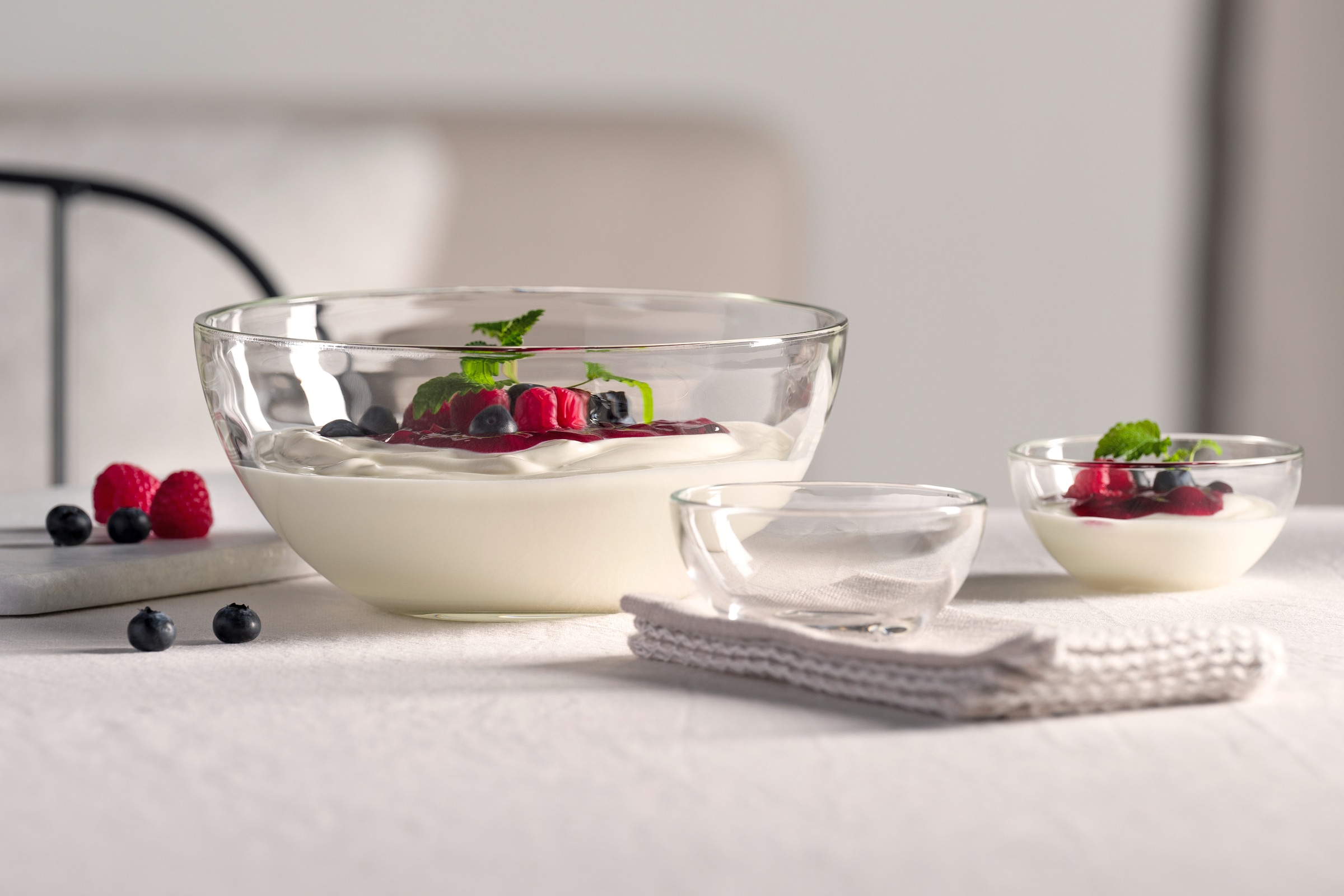 LEONARDO Schale »Schalen-Set CUCINA, 5er Set, 4x Ø 10 cm & 1x Ø 21,5 cm«, 5 tlg., aus Glas, Spülmaschinengeeignet