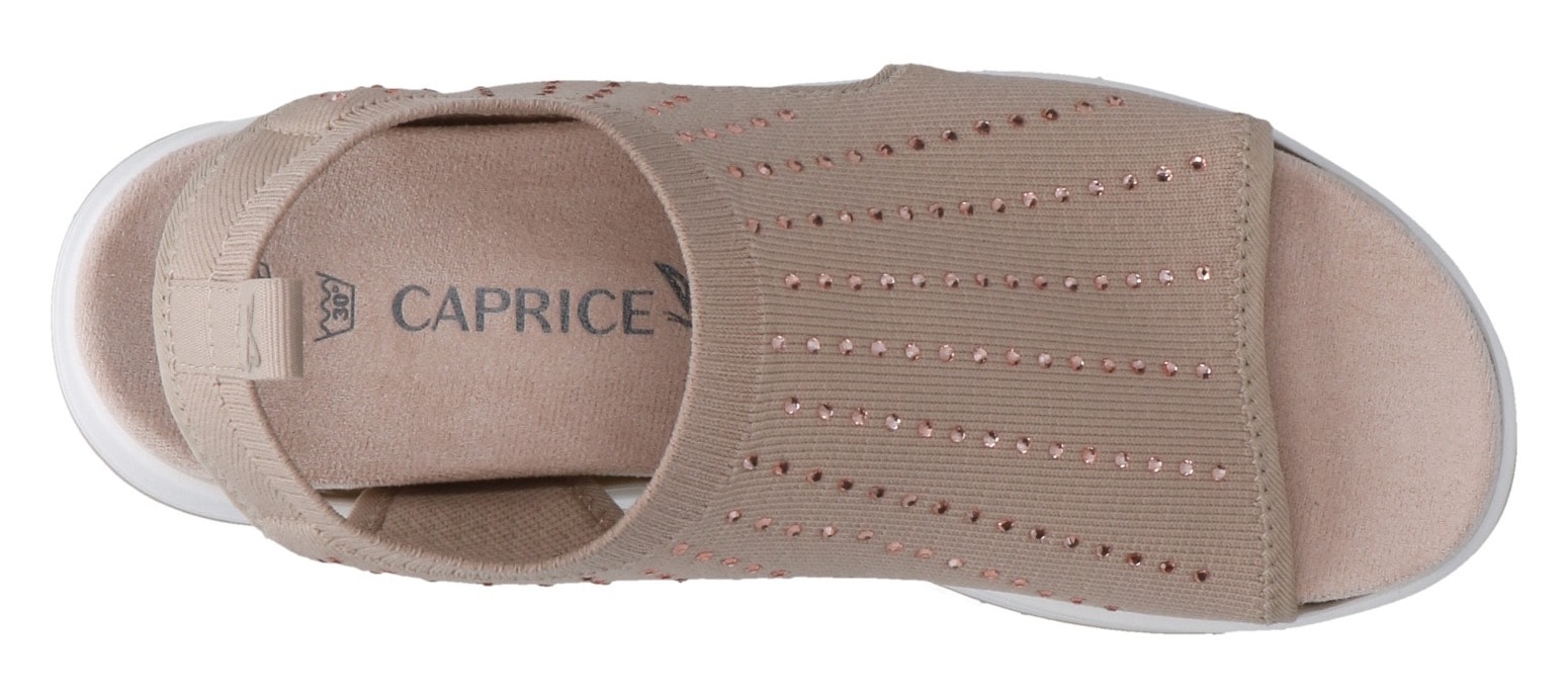 Caprice Plateausandale  Keilabsatz, Schlupfschuh, Komfortschuh mit glänzenden Strasssteinen
