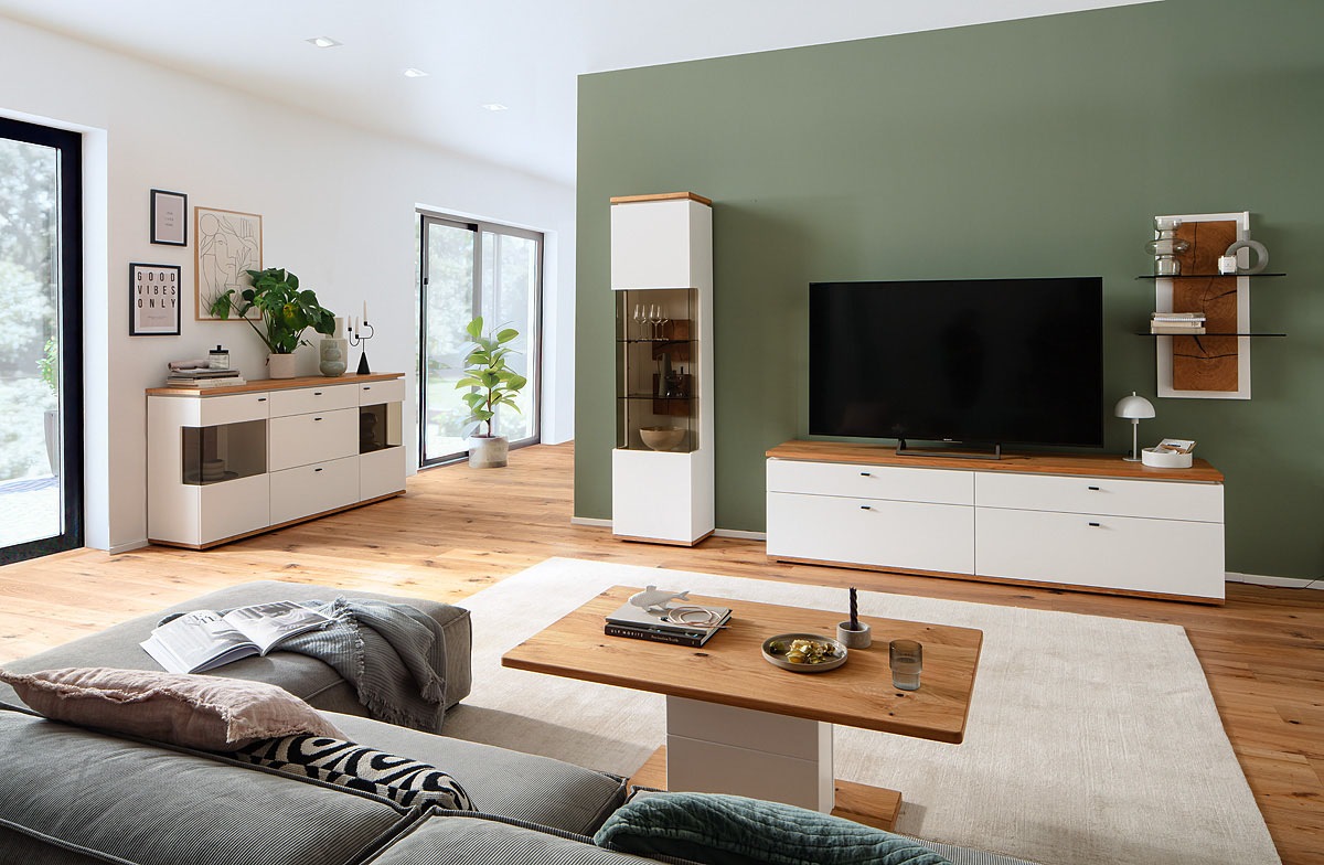 MCA furniture Wandregal »Matadi Wandregal«, (1 St.), Wandregal, Soft White, Holzabsetzung, 2 Glasablagen, Breite 60cm