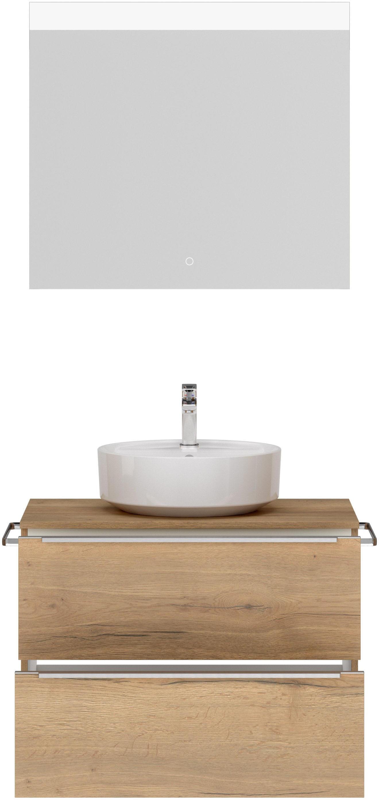 nobilia® Badmöbel-Set »Alvene«, (2 St., vormontiert, mit Soft-Close), inkl. Spiegel mit Touch-Sensor, in vier Breiten