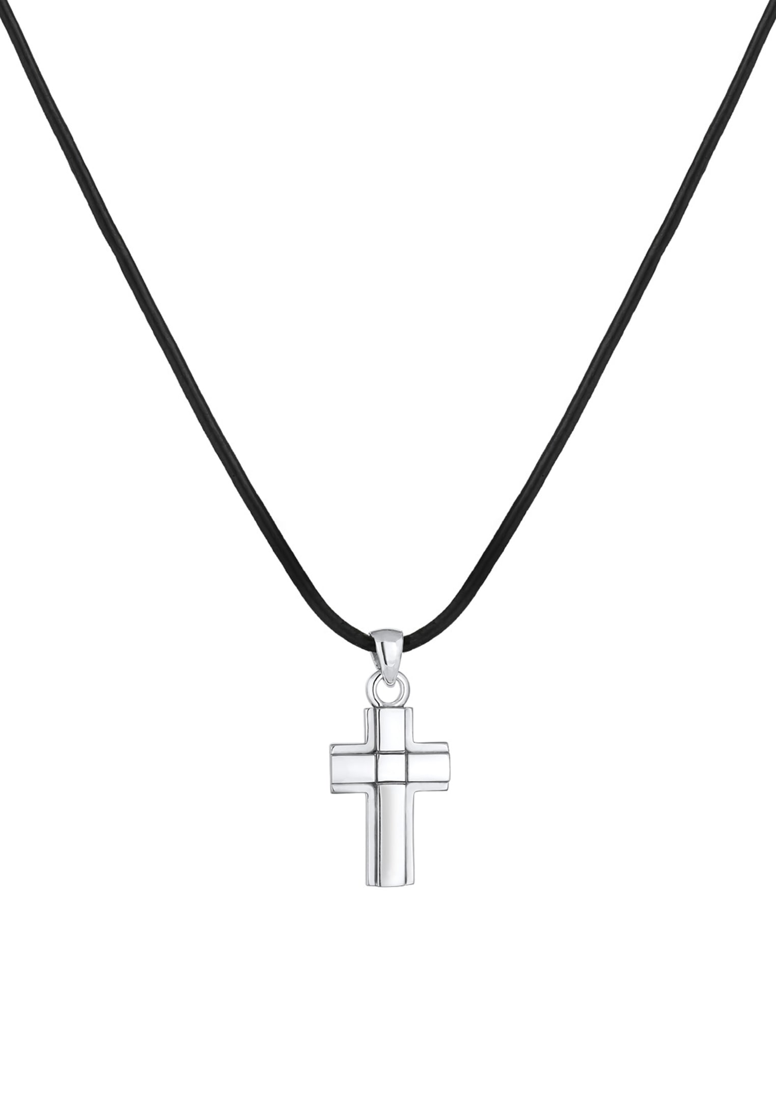 Kuzzoi Kette mit Anhänger »Lederkette Anhänger Kreuz 925 Sterling Silber«