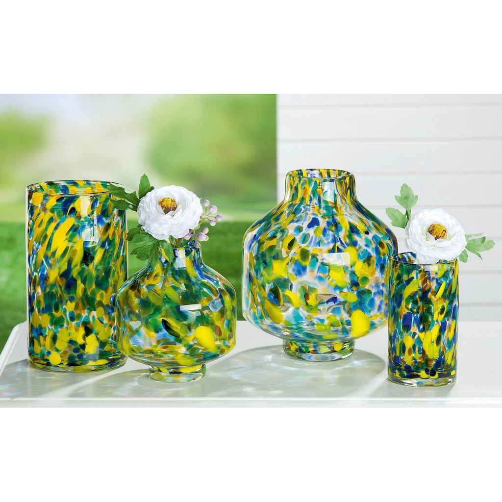 GILDE Tischvase »Splash, Höhe ca. 16 cm«, (1 St.), dekorative Vase aus Glas, Blumenvase