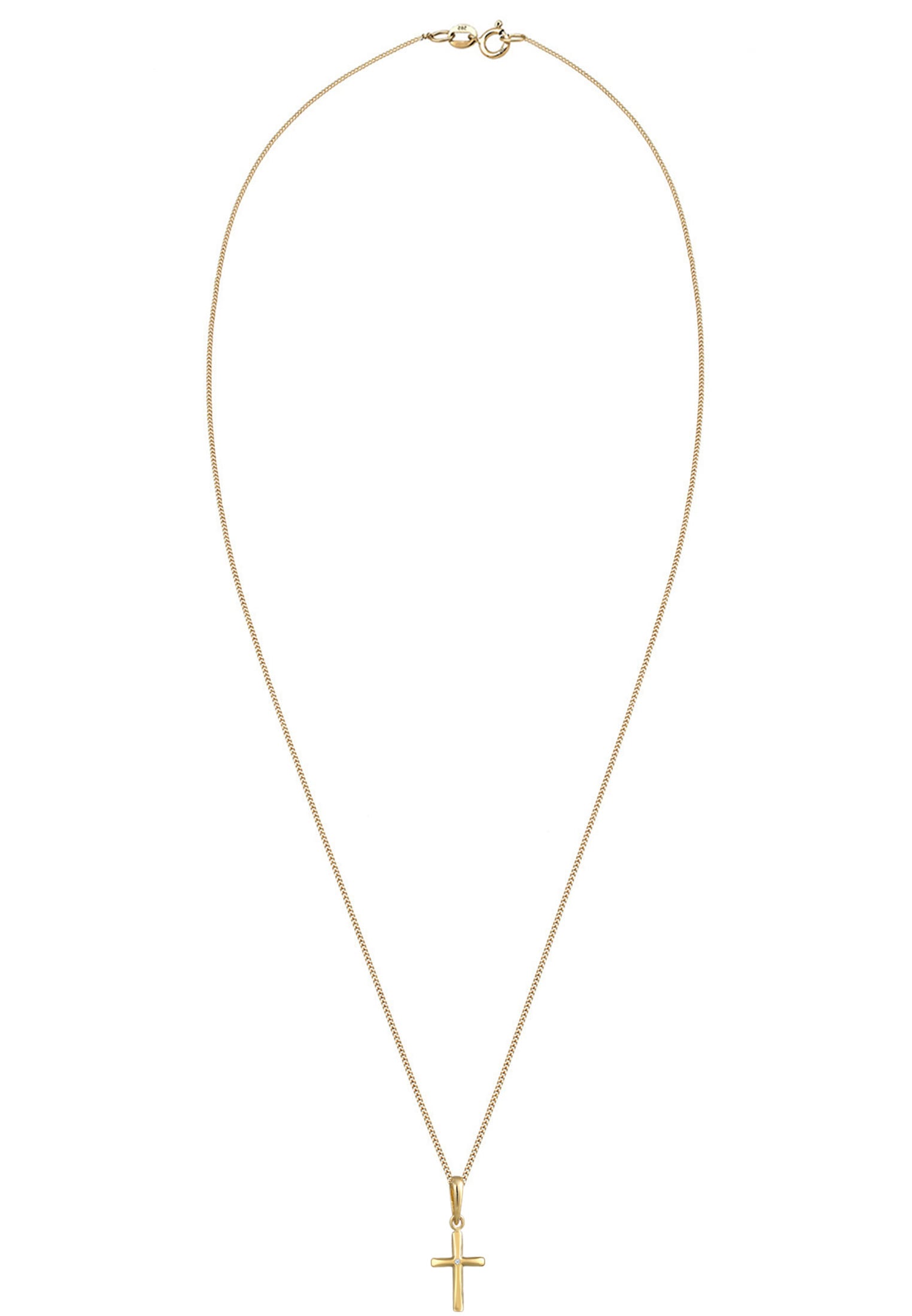 Elli DIAMONDS Collierkettchen »Kreuz Diamant Weiß Brillantschliff (0.005 ct) 585 Gelbgold«