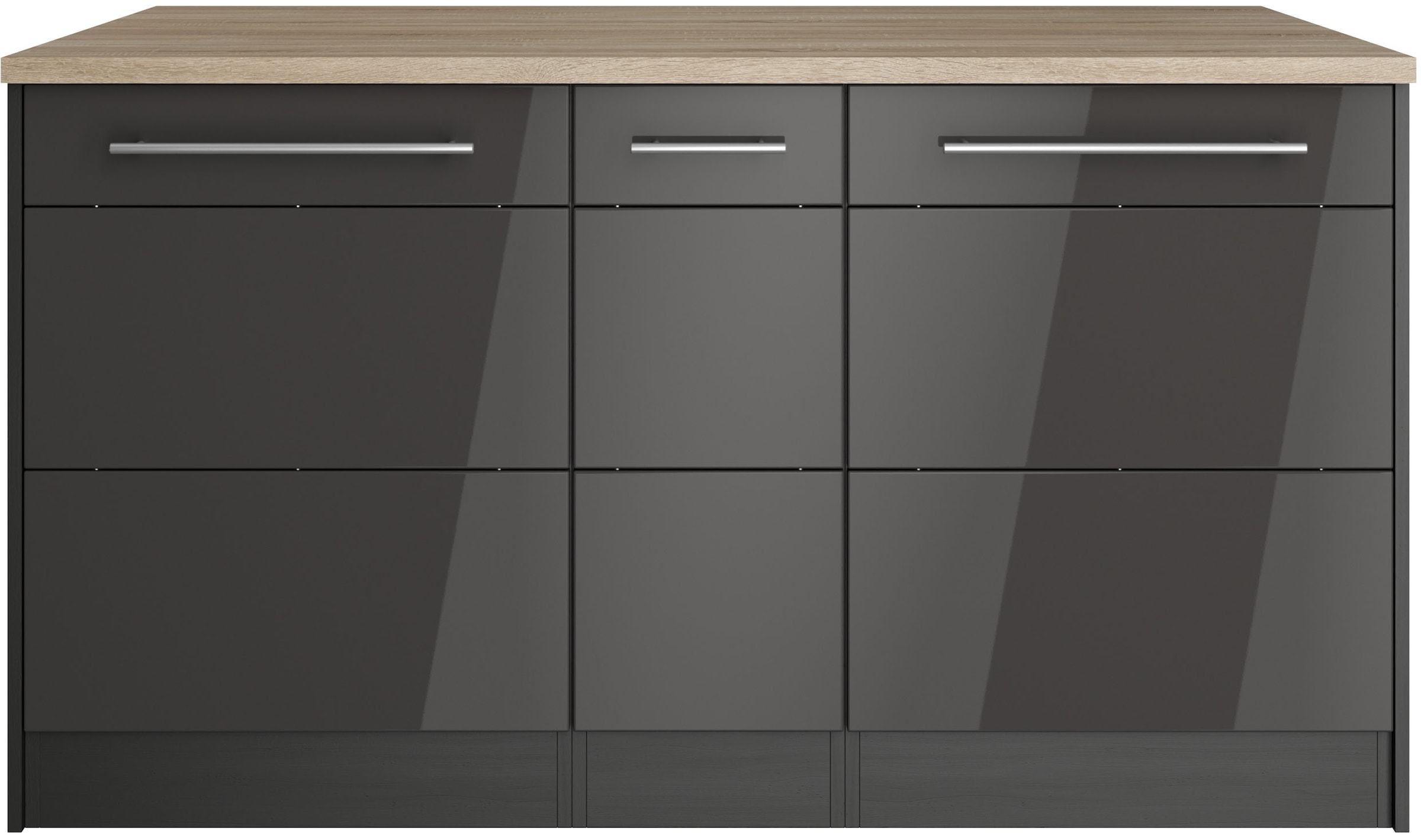 KOCHSTATION Kücheninsel »KS-Wien«, Breite 153 cm, MDF-Fronten, Flaschenregal