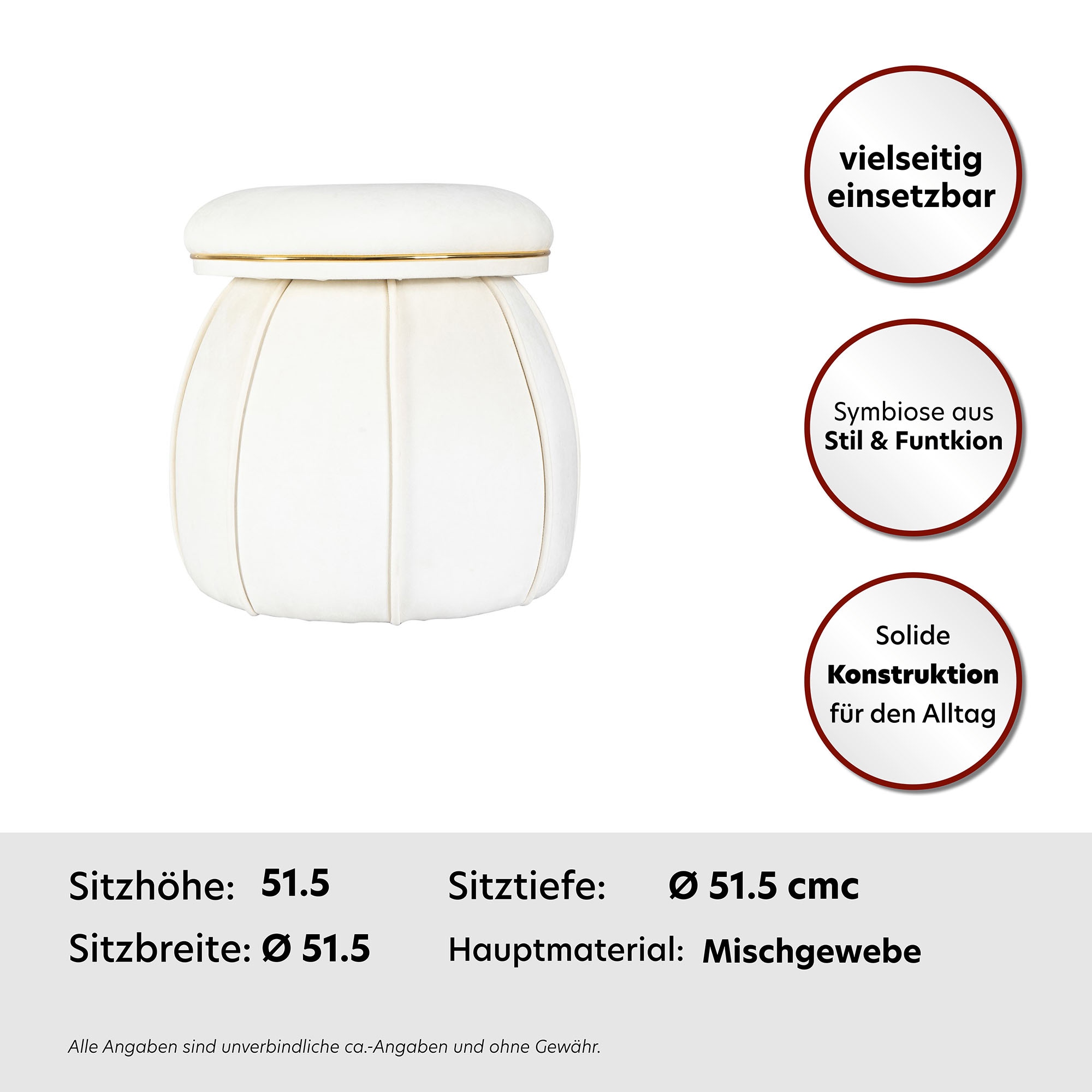 Kayoom Sitzhocker »Hocker Corin,extravagante Form,stilvolle Farben,elegant gesteppter Fuß« 1 Stk. tlg. komfortabel, hochqualitativ, pflegeleicht, sorgfältig verarbeitet