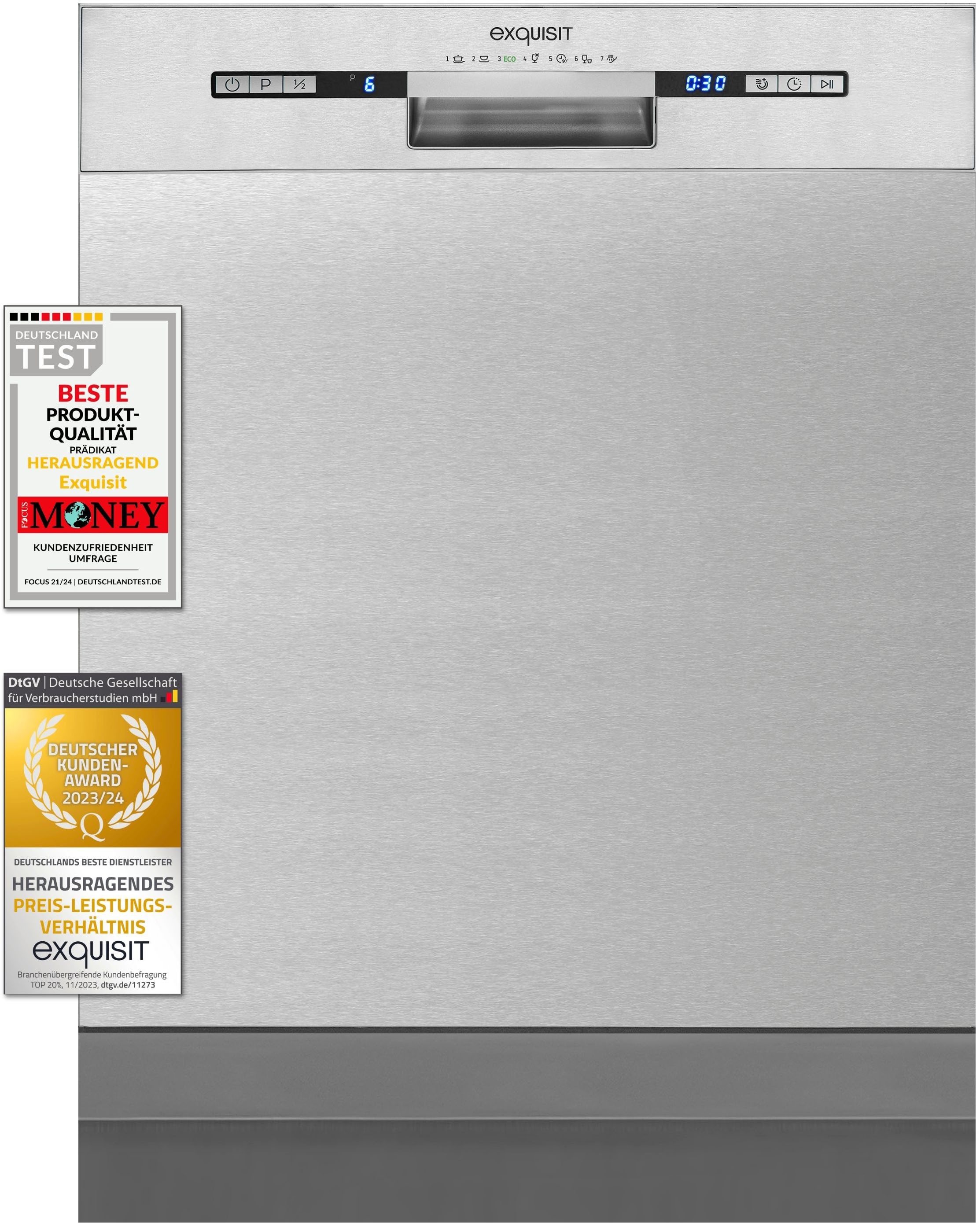 exquisit Unterbaugeschirrspüler »EGSP9313-EF-030E inox« 11 l 13 Maßgedecke Unterbaugerät mit eleganter Edelstahlfront, keine Möbelfront notwendig