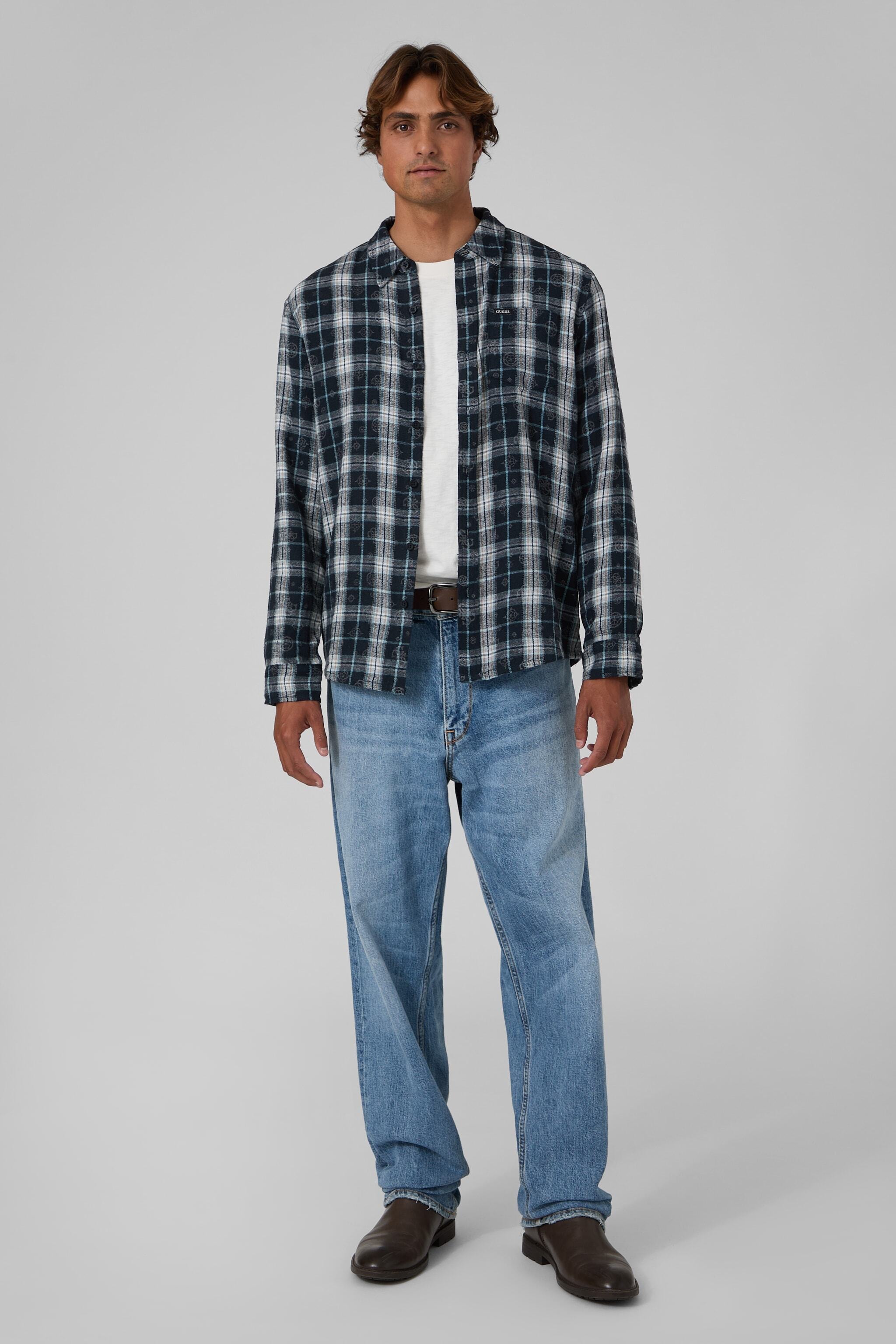 Guess Langarmhemd »OCEAN COAST PLAID« Kentkragen, reine Baumwolle, gewebtes Karo Design