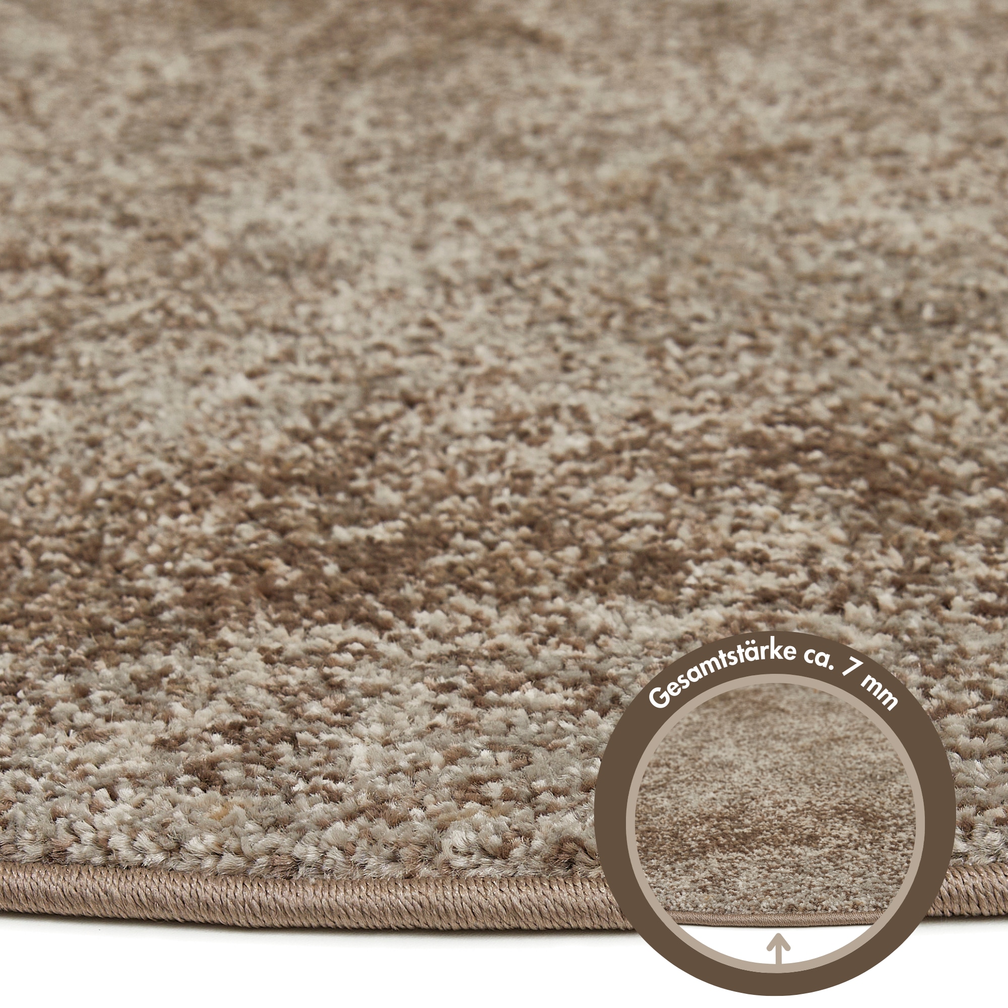 Andiamo Teppich »Luna«, rund, 7 mm Höhe, Kurzflor, modernes Design, ideal im Wohnzimmer & Schlafzimmer