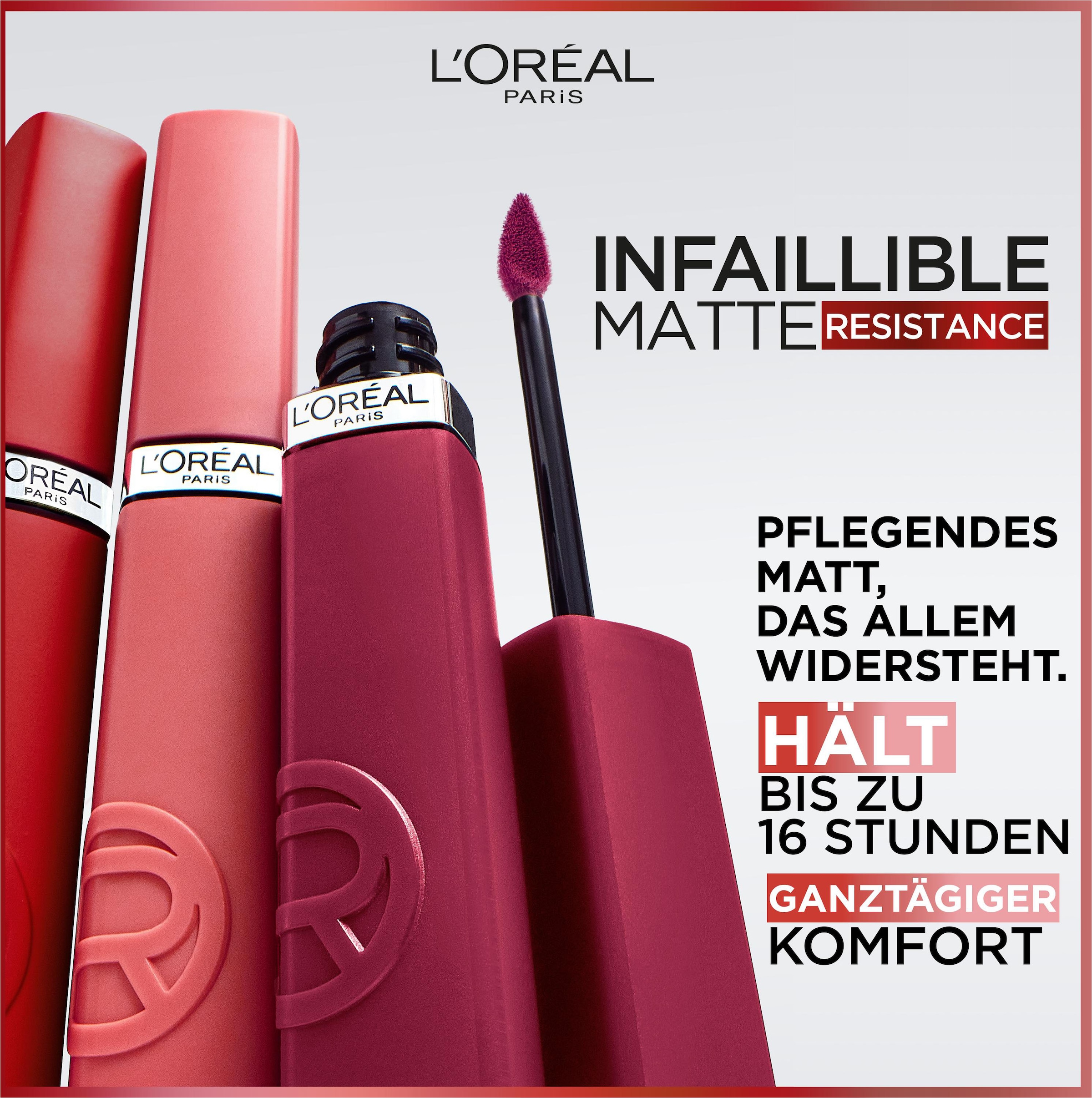 L'ORÉAL PARIS Lippenstift »L'Oréal Paris Infaillible Matte Resistance Nude«, mit natürlichen Inhaltstoffen