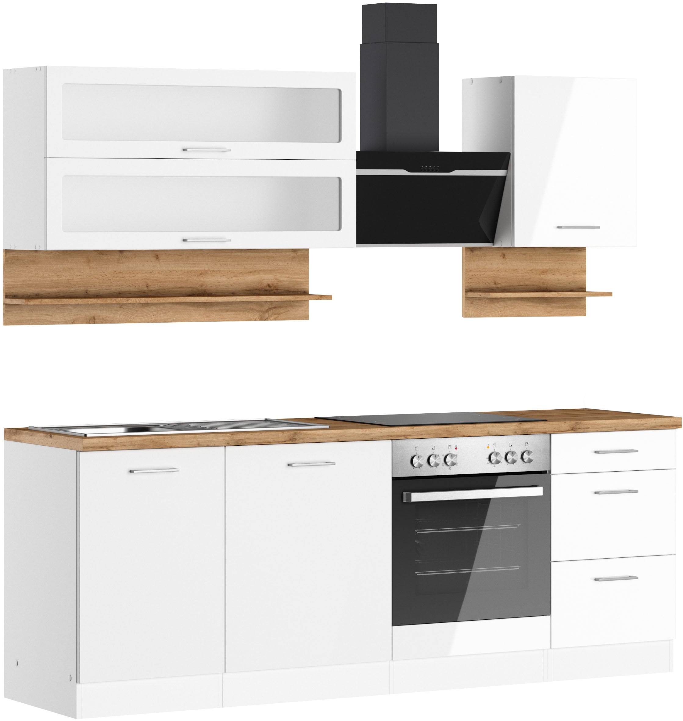 KOCHSTATION Küchenzeile »KS-Milan«, 220 cm breit, robuste Metallauszüge, vi günstig online kaufen