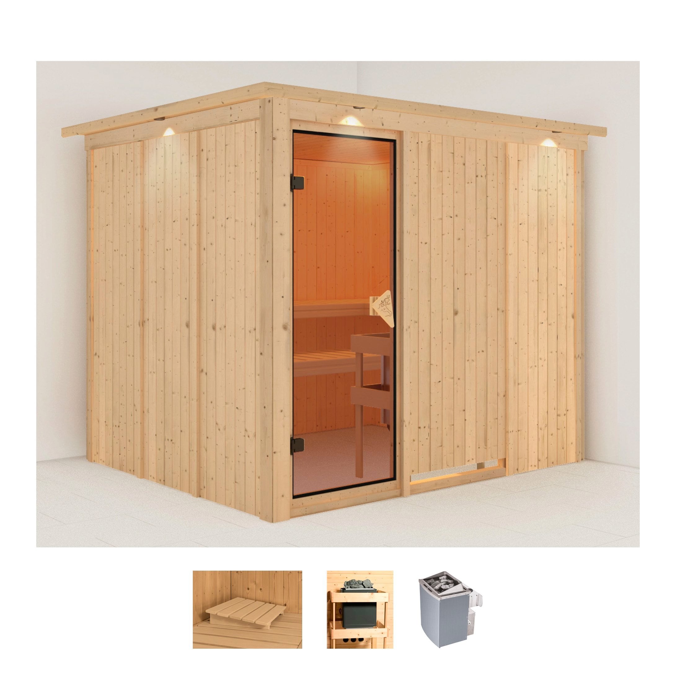 Karibu Sauna »Gitte« Set, 9-kW-Ofen mit integrierter Steuerung günstig online kaufen