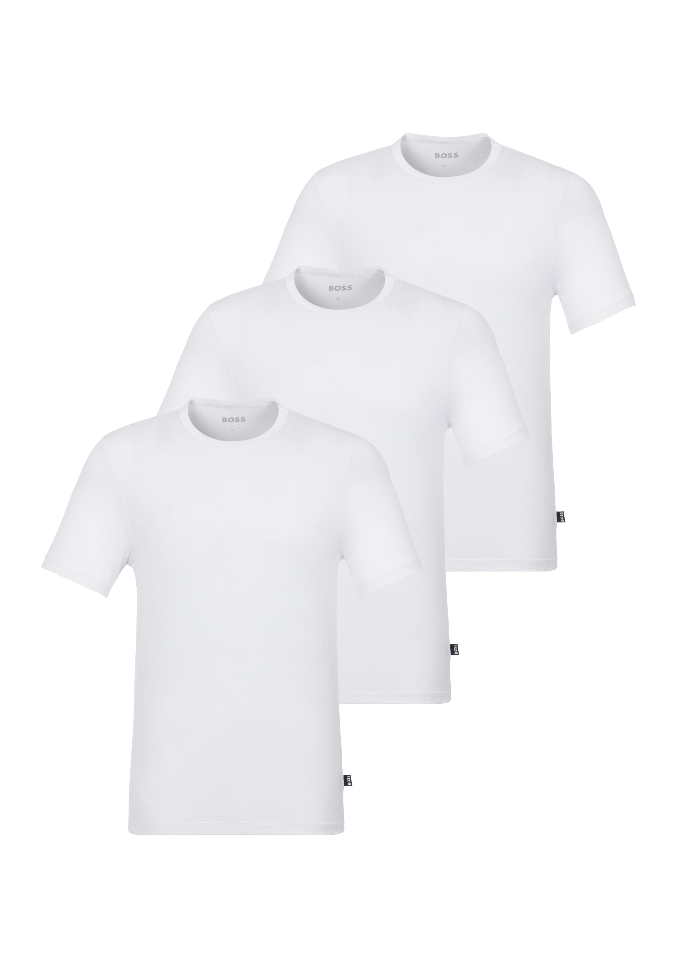 BOSS T-Shirt »TShirt RN 3P Natura«, (3 tlg.), einfarbiges T-Shirt mit Markenlabel
