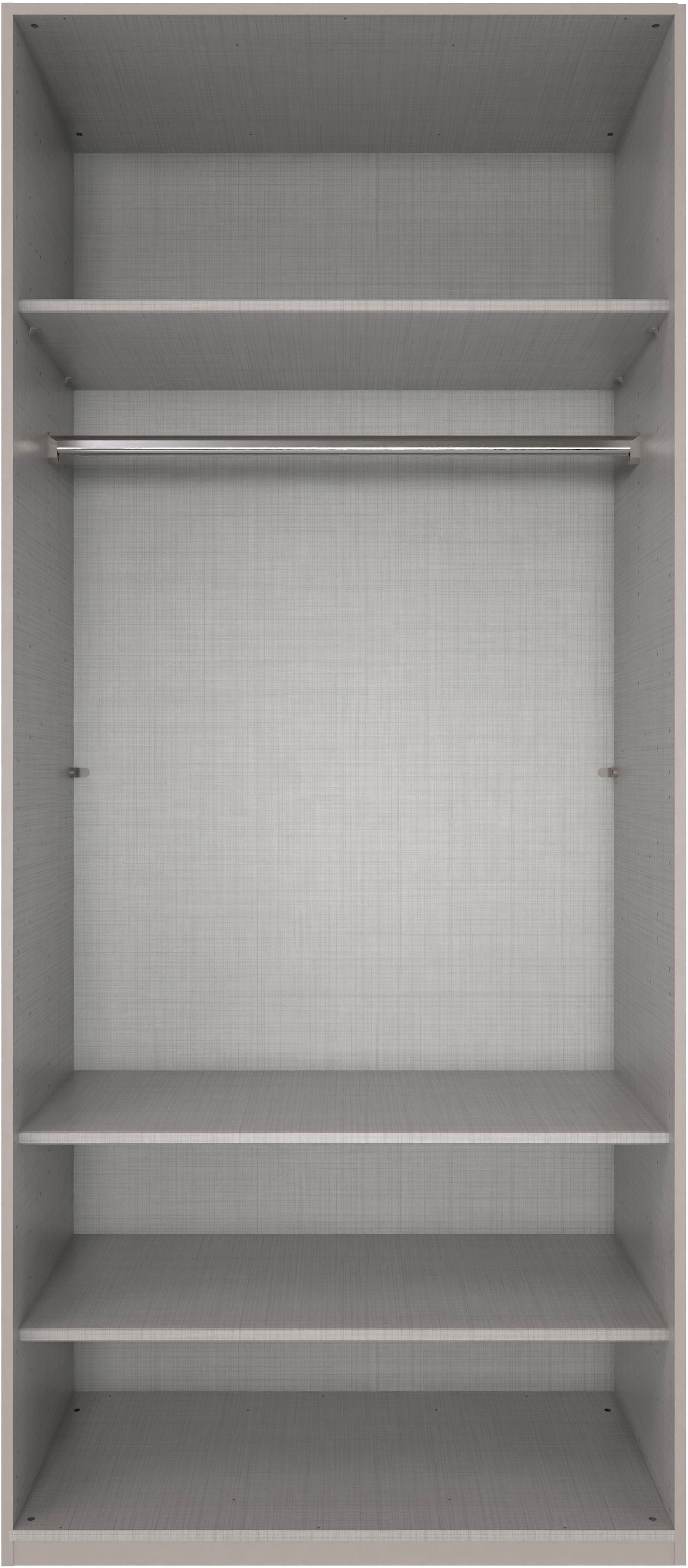 Wimex Kleiderschrank »Mugano,in 8 Breiten,3 Höhen,2 Tiefen, viele Farben, Made in Germany«, (in Basic oder Premium Ausstattung mit 2 weiteren Einlegeböden), mit langen oder kurzen Griffen aus Metall, mit oder ohne Spiegel