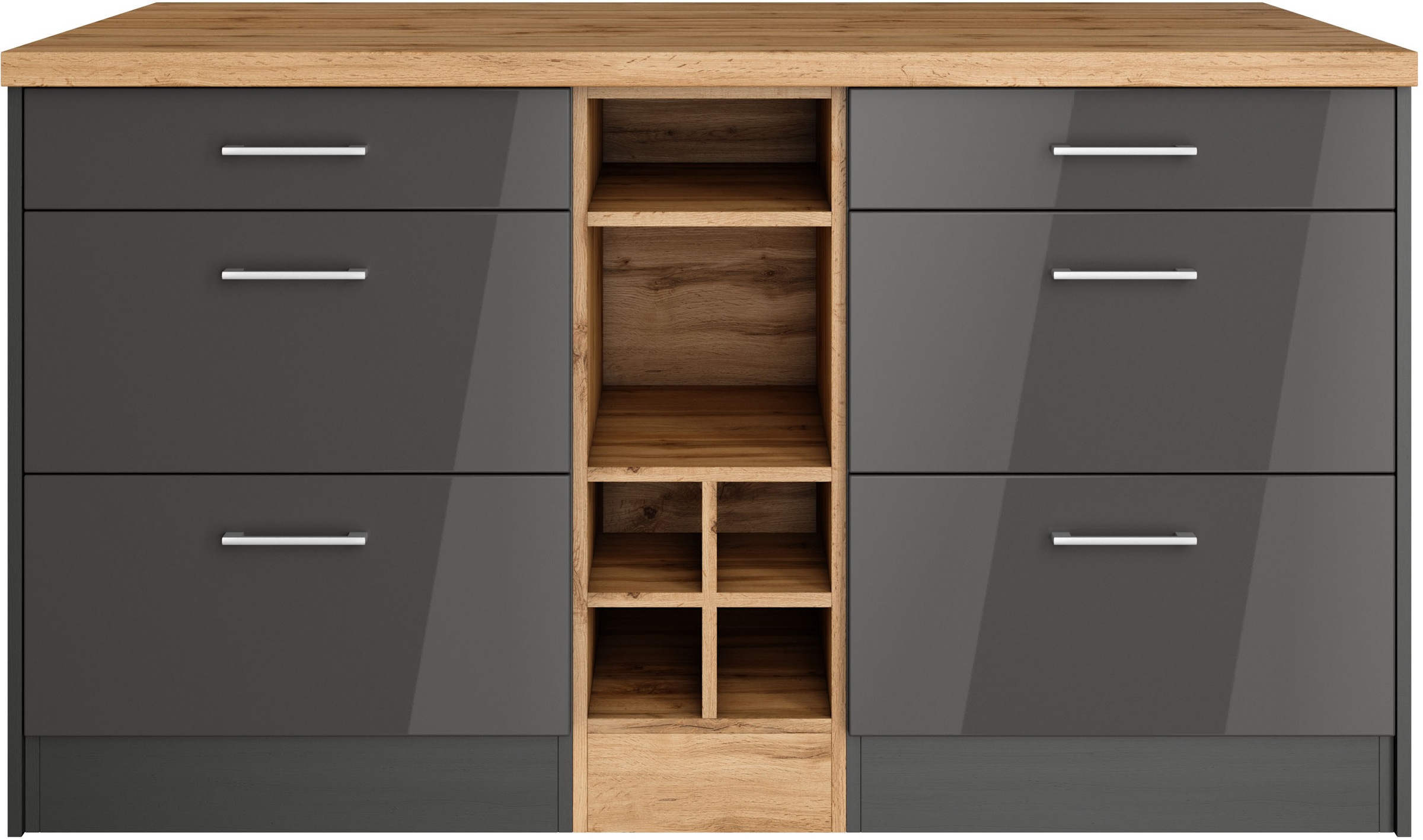 KOCHSTATION Kücheninsel »KS-Milan«, Stellmaß 153/100 cm, viel Stauraum, Lebensmittelpunkt: Küche