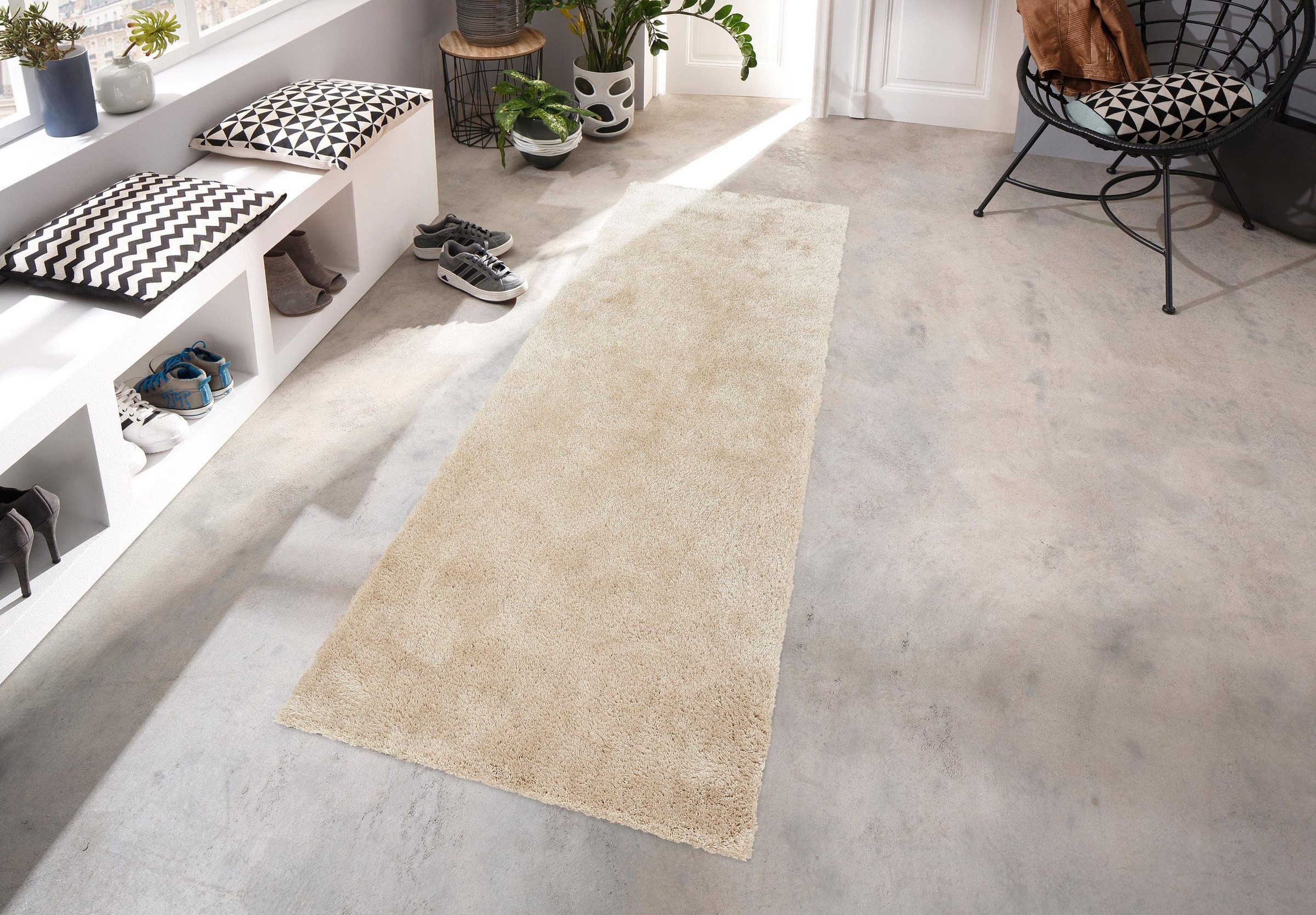 Home affaire Hochflor-Läufer »Deman«, rechteckig, 25 mm Höhe, Läufer, Teppichläufer, Brücke, Uni-Farben, Mikrofaser