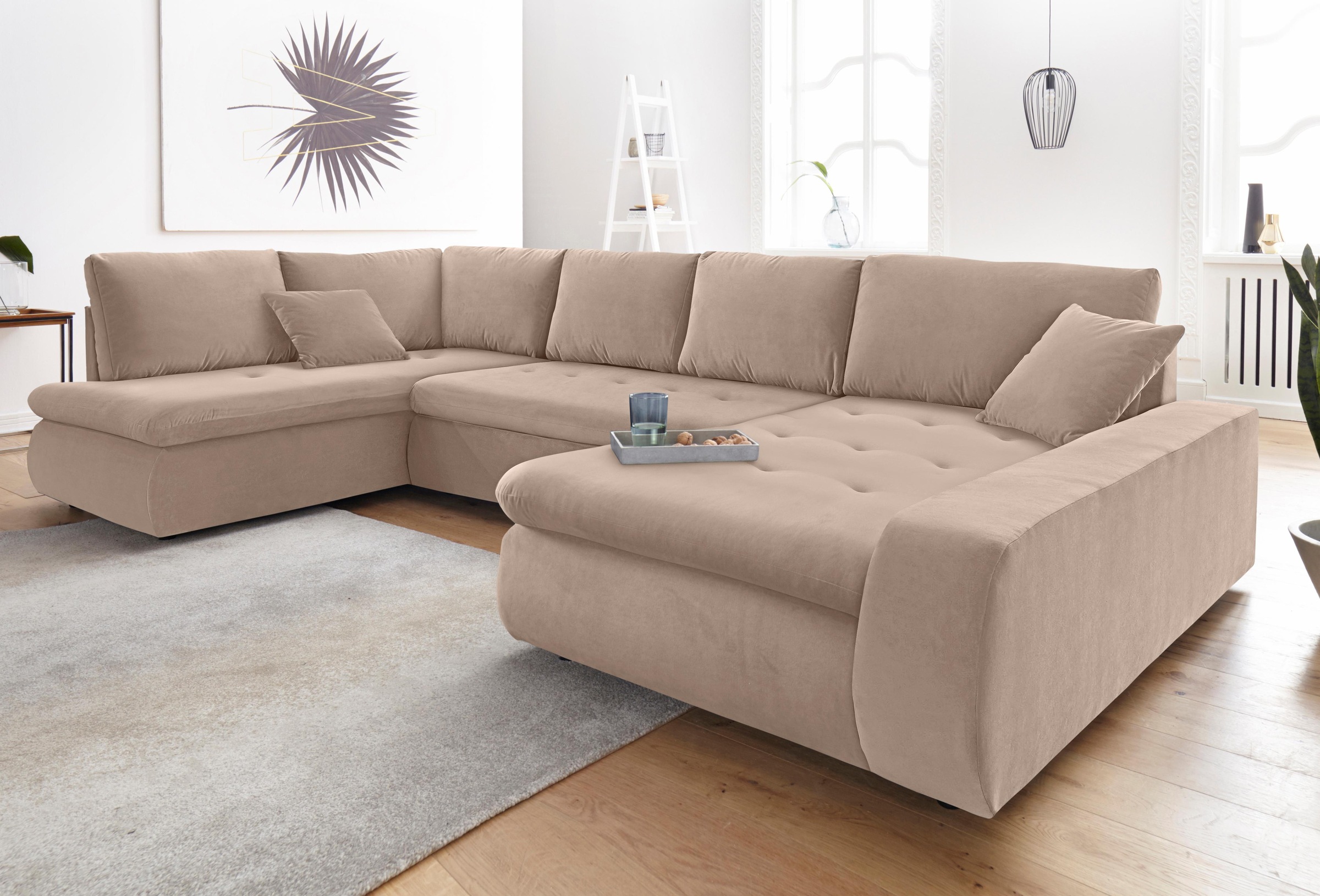 TRENDMANUFAKTUR Wohnlandschaft »Indie II, tolle Detailverarbeitung, bequem und komfortabel im Sitz«, wahlweise mit Bettfunktion, U-Form