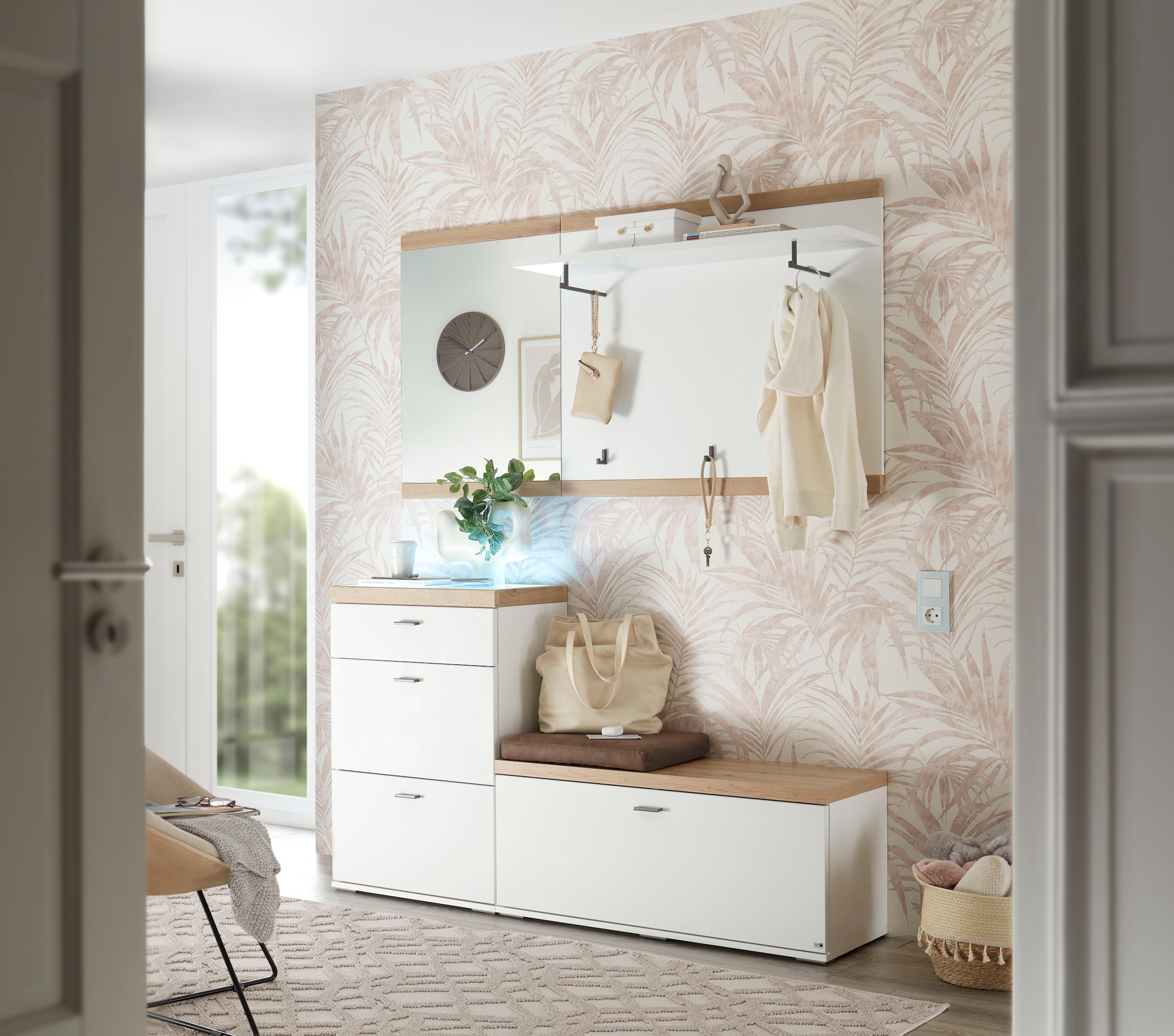 set one by Musterring Highboard »Lancaster Dielen«, inklusive LED-Beleuchtung, in 2 Farben erhältlich, B 61 x H 91 cm