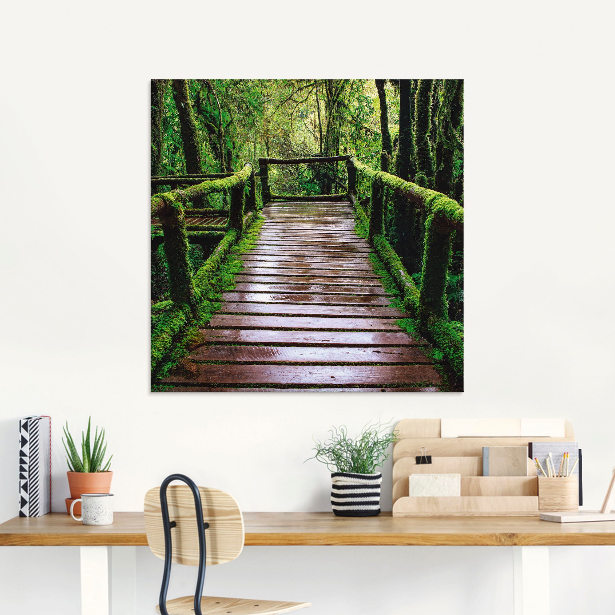 Artland Glasbild »Brückenpfad im Wald« Asien 1 Stk. tlg. in verschiedenen G günstig online kaufen