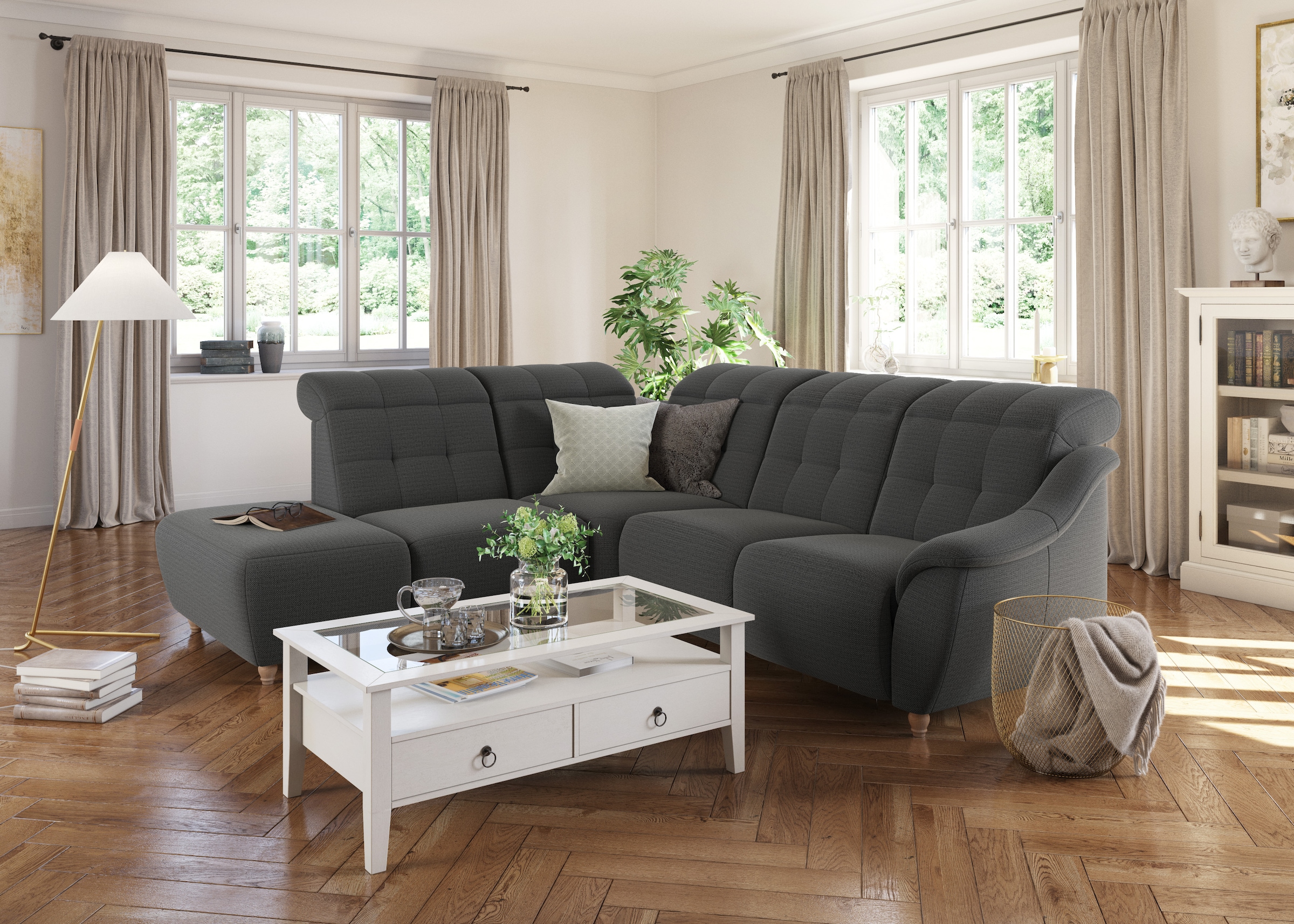Home affaire Ecksofa »Boston L-Form«, Kopfteilverstellung an jeder Sitzfläc günstig online kaufen