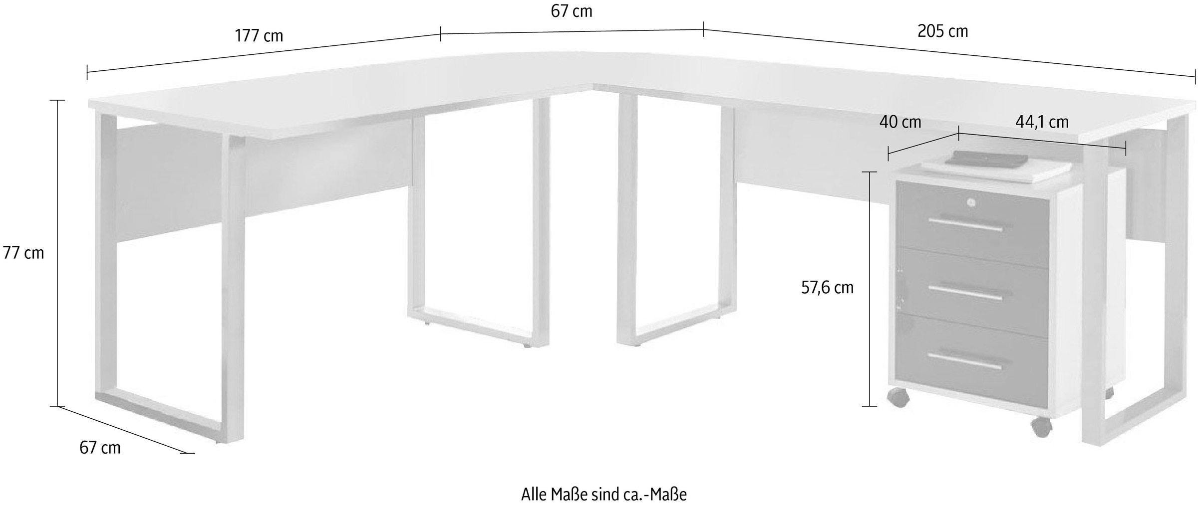 BMG Möbel Büromöbel-Set »Tabor«, (Set, 2 tlg.)