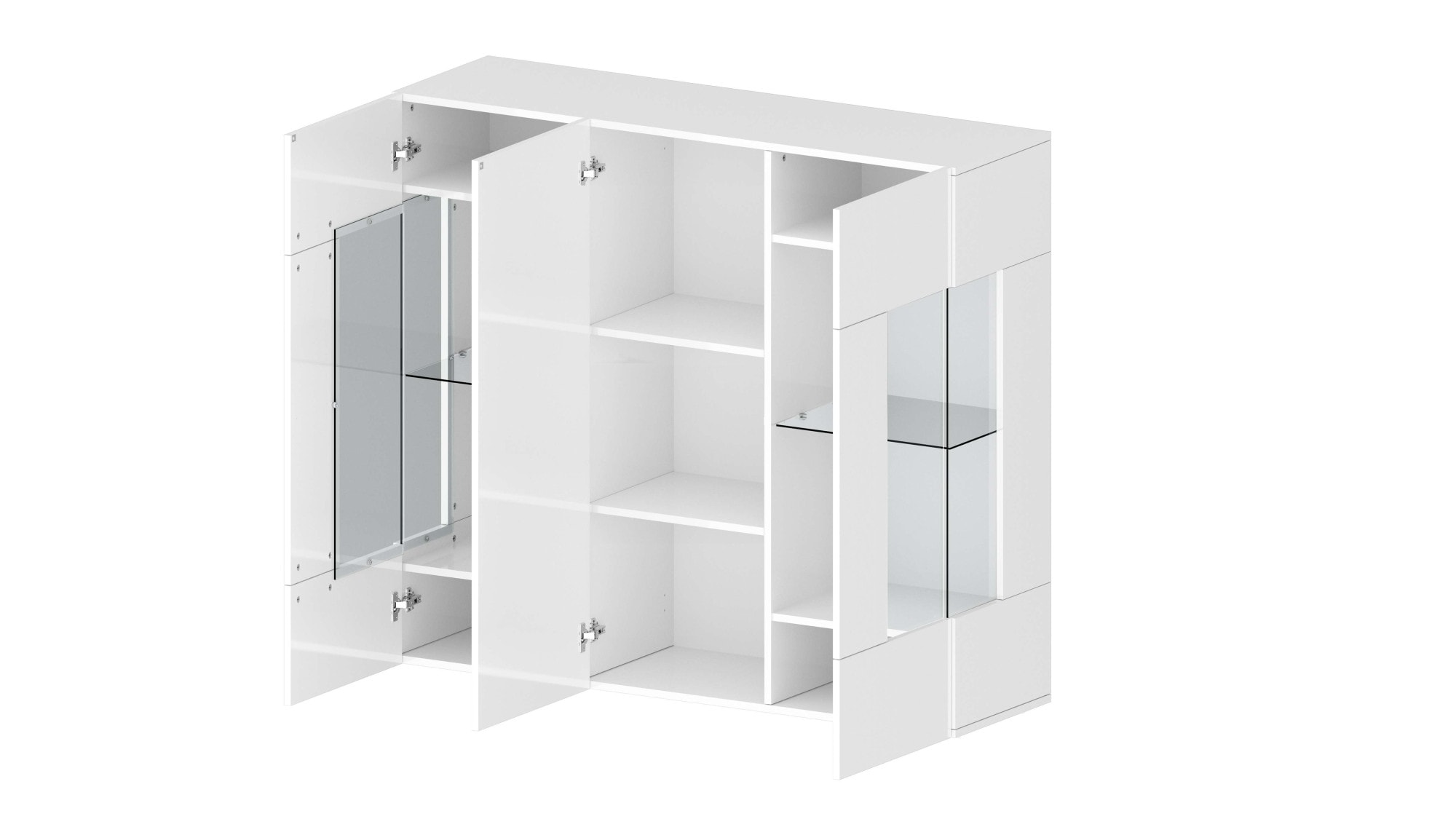 INOSIGN Highboard »Egypt, Highboard, Hochschrank, Hochkommode, Vitrine«, mit 3 Türen davon 2 mit Glaseinsatz,kompl. Hochglanz lack.,Breite 135