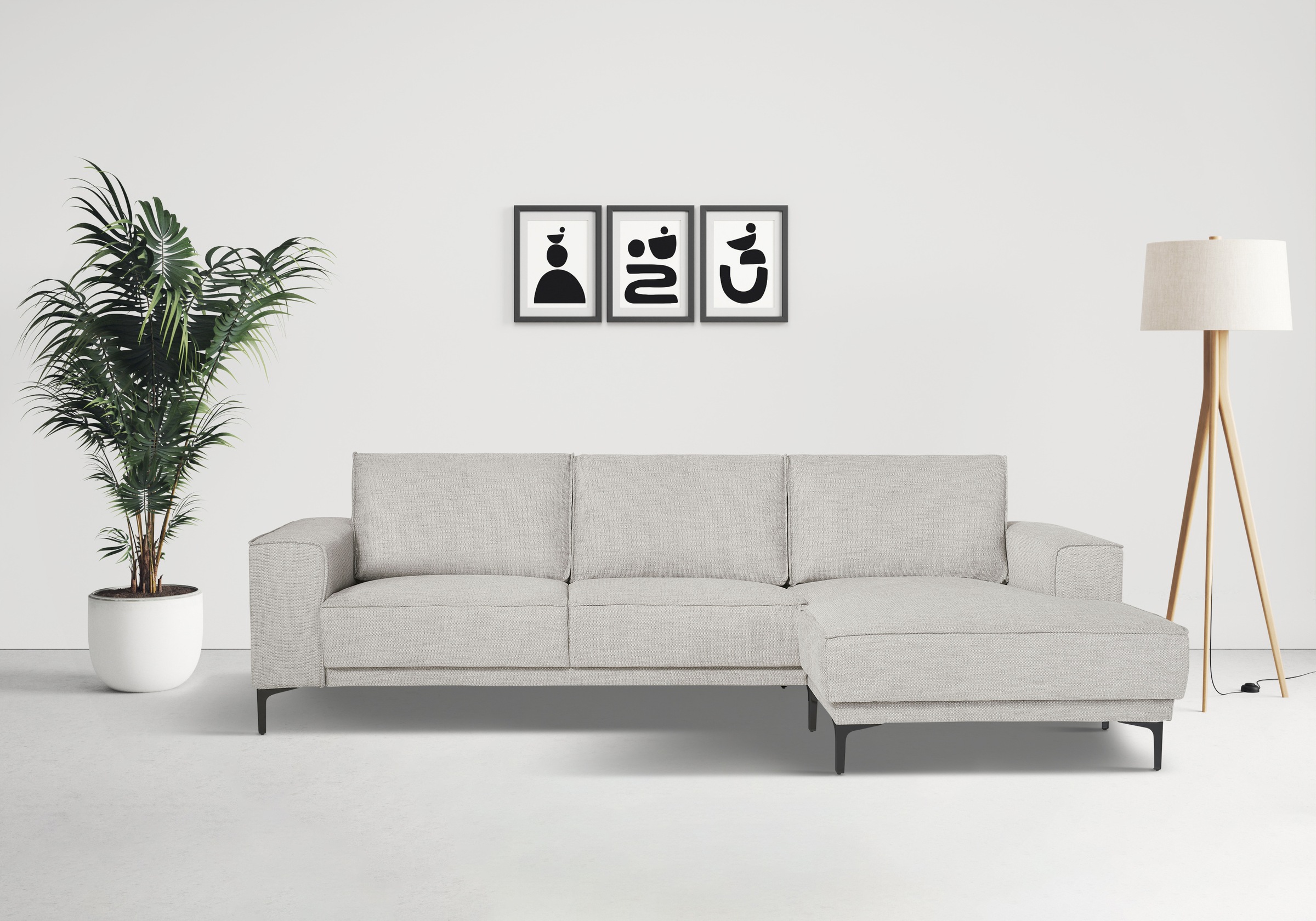 Places of Style Ecksofa »Polsterecke Oland, Struktur, Flachgewebe, Luxus-Mi günstig online kaufen
