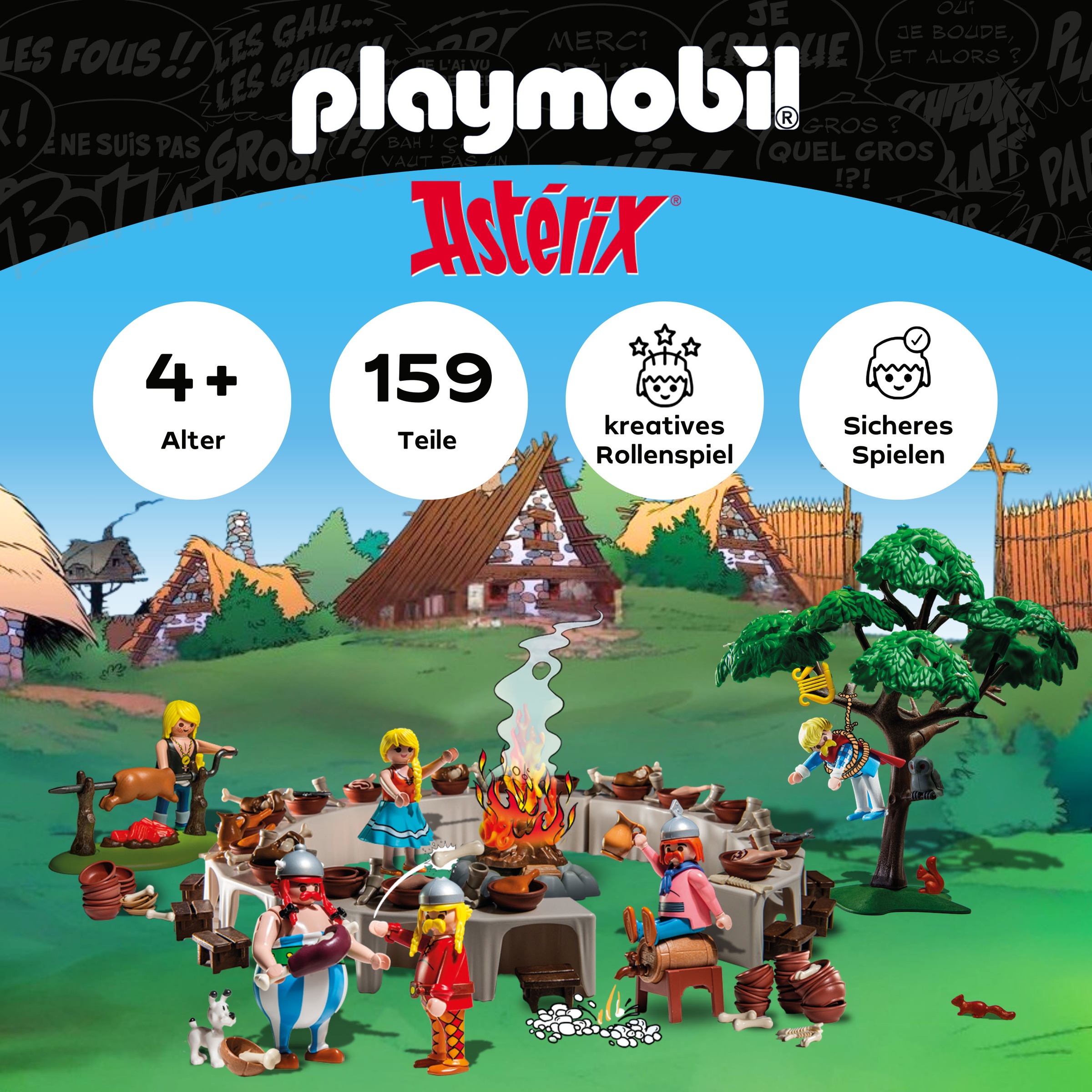 Playmobil® Konstruktions-Spielset »Asterix: Das Dorfbankett (71827), Playmobil Asterix«, (159 St.), Made in Europe